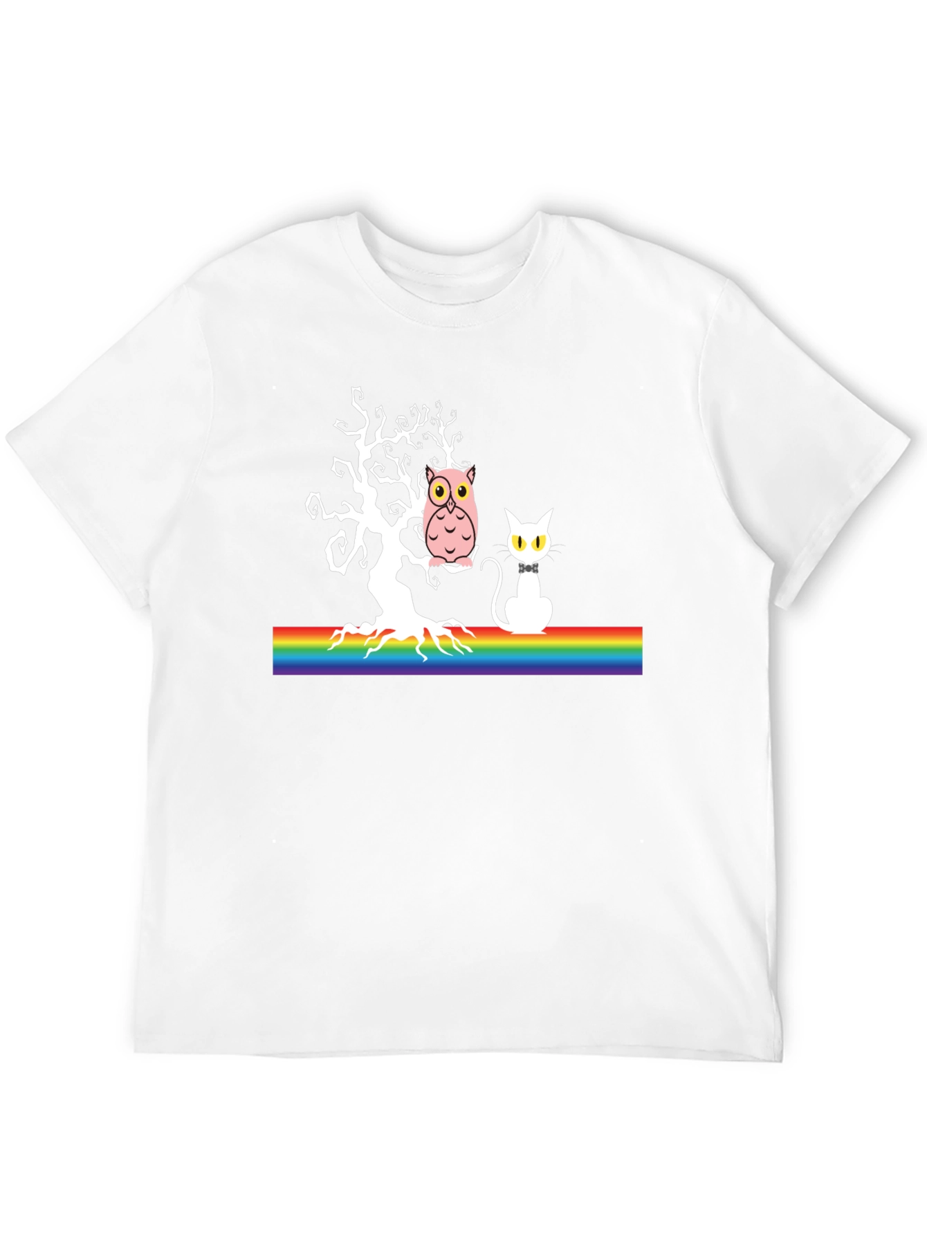 Owl & Cat Rainbow Tree T-Shirt