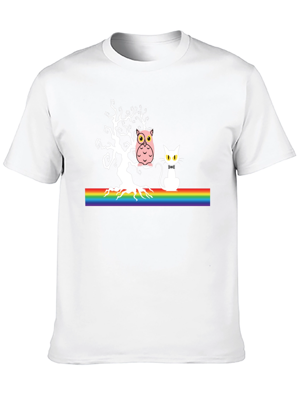 Owl & Cat Rainbow Tree T-Shirt