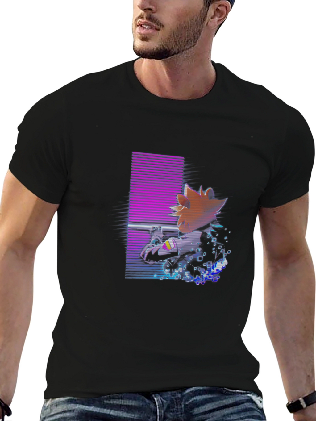Retro Anime Graphic Black T-Shirt