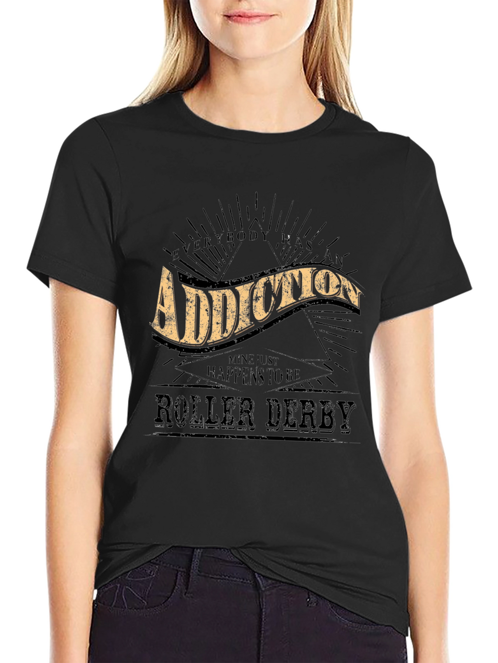 Addiction Roller Derby Graphic Tee - Black Cotton Blend