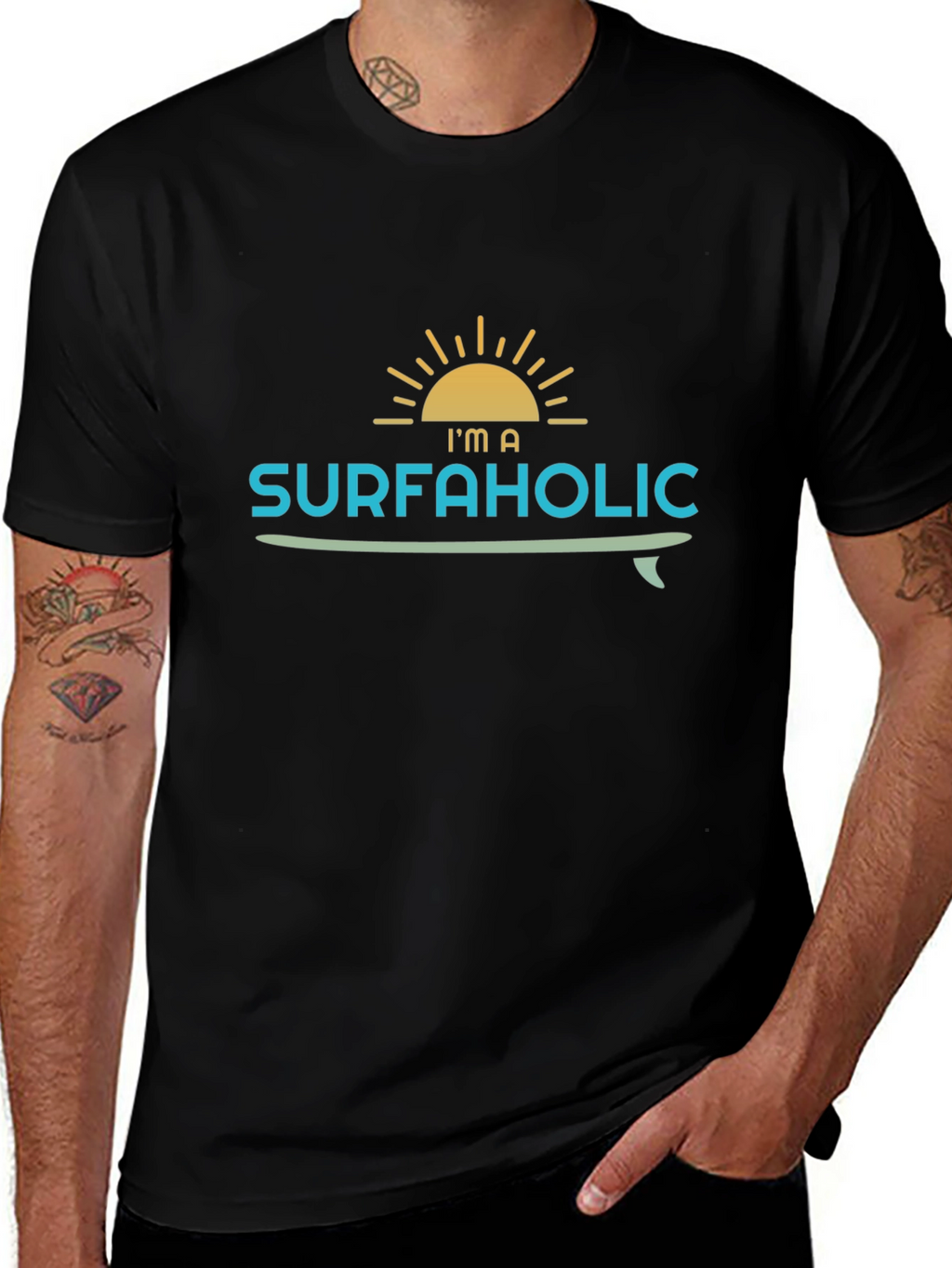 Surfaholic Graphic T-Shirt - Black