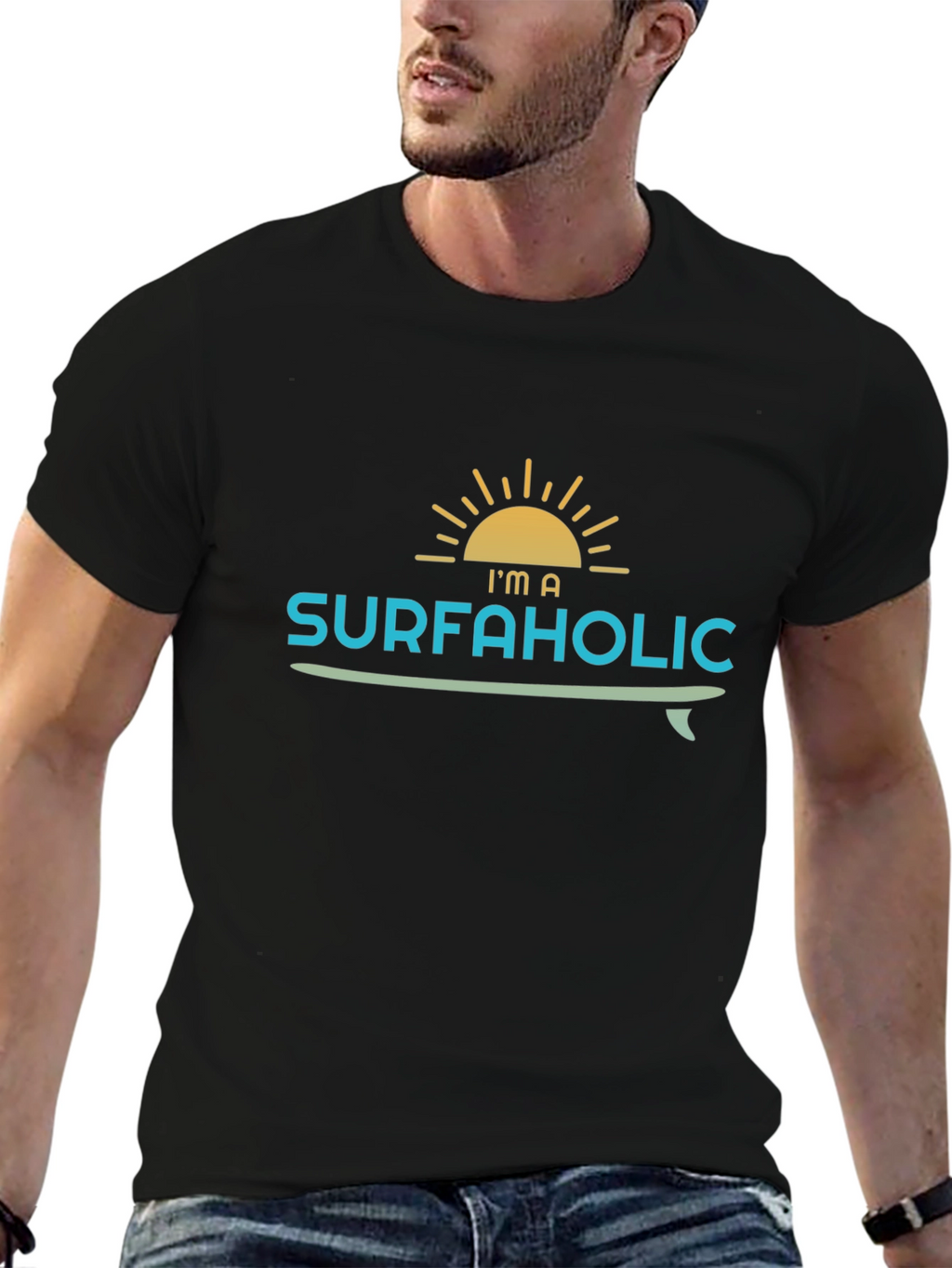 Surfaholic Graphic T-Shirt - Black