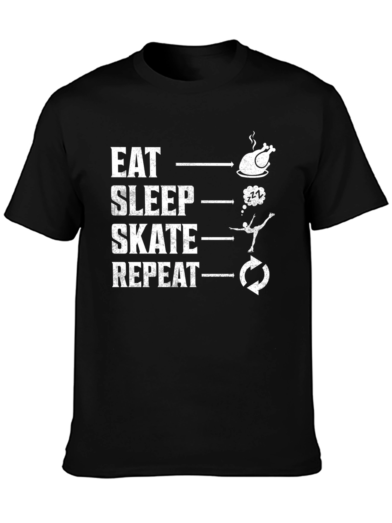 Eat Sleep Skate Repeat Black T-Shirt