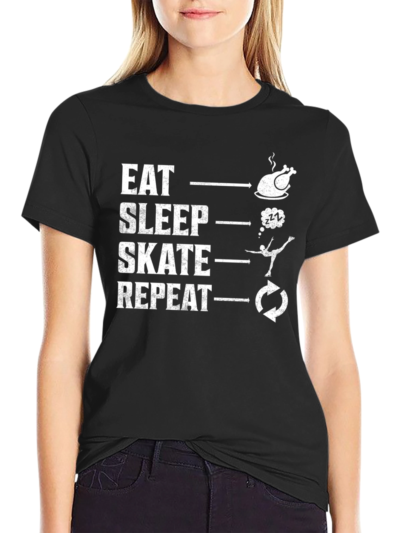 Eat Sleep Skate Repeat Black T-Shirt