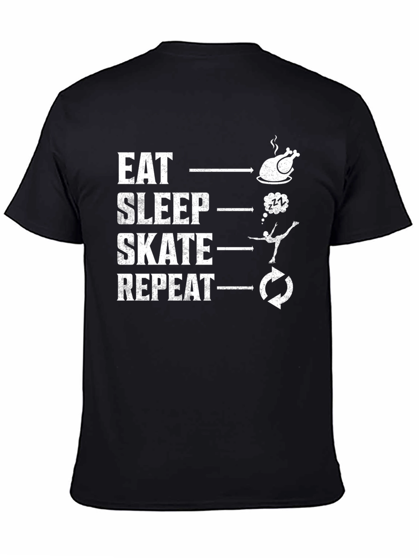 Eat Sleep Skate Repeat Black T-Shirt
