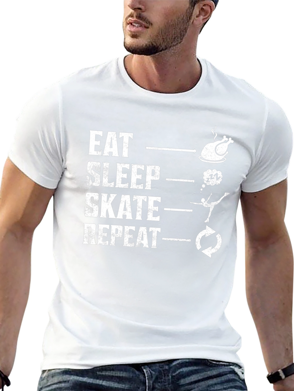 Eat Sleep Skate Repeat Black T-Shirt