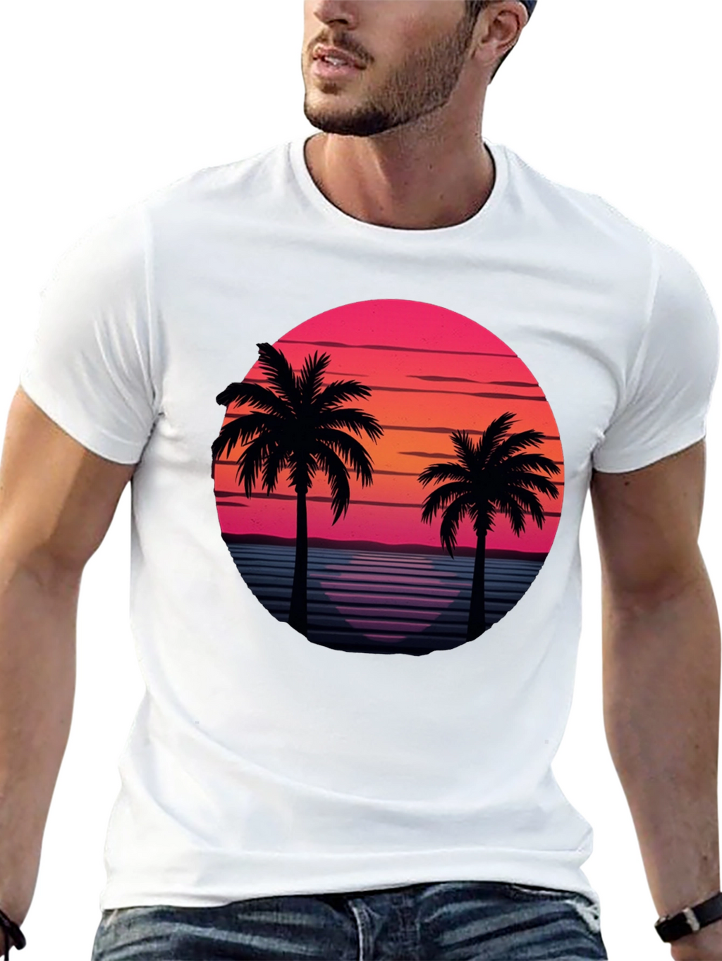 Retro Palm Tree Sunset T-Shirt