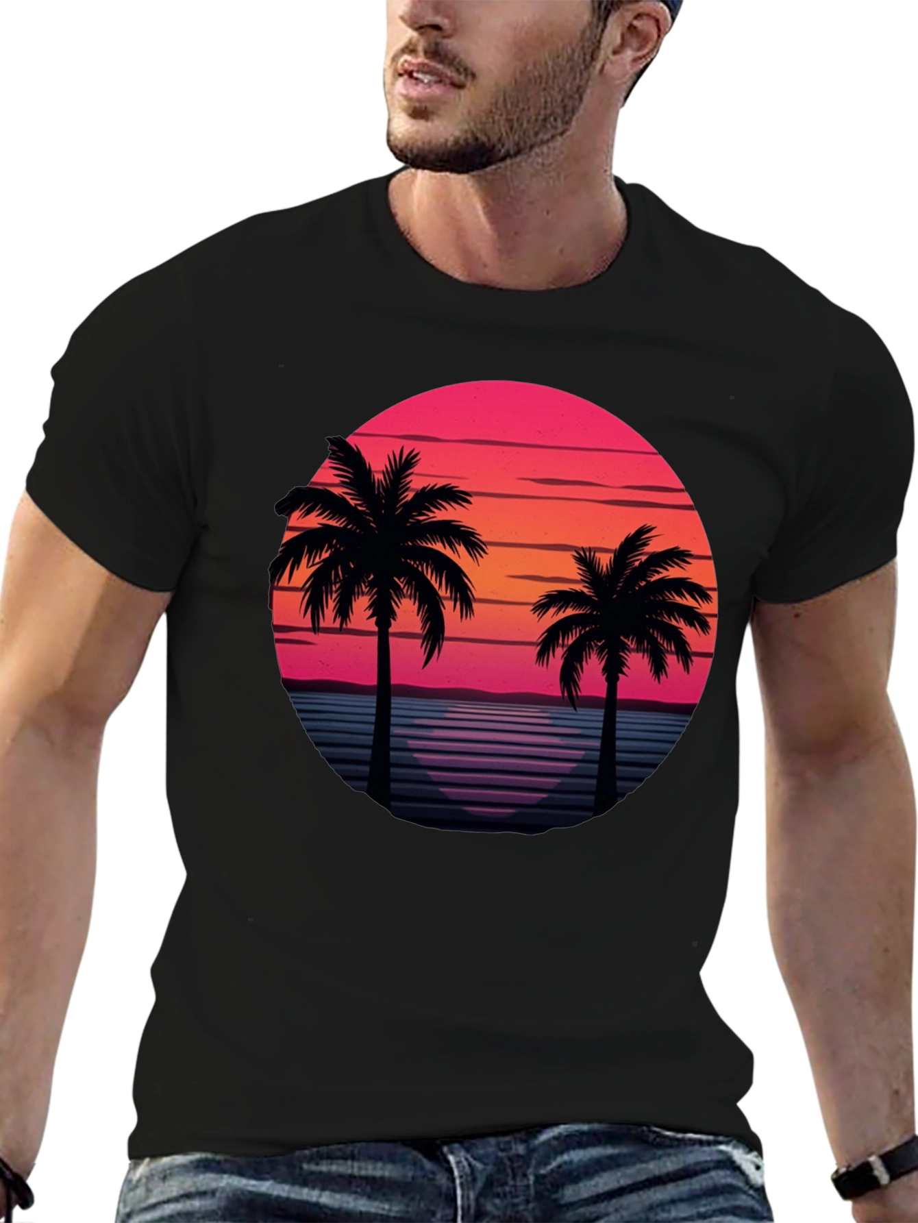 Retro Palm Tree Sunset T-Shirt