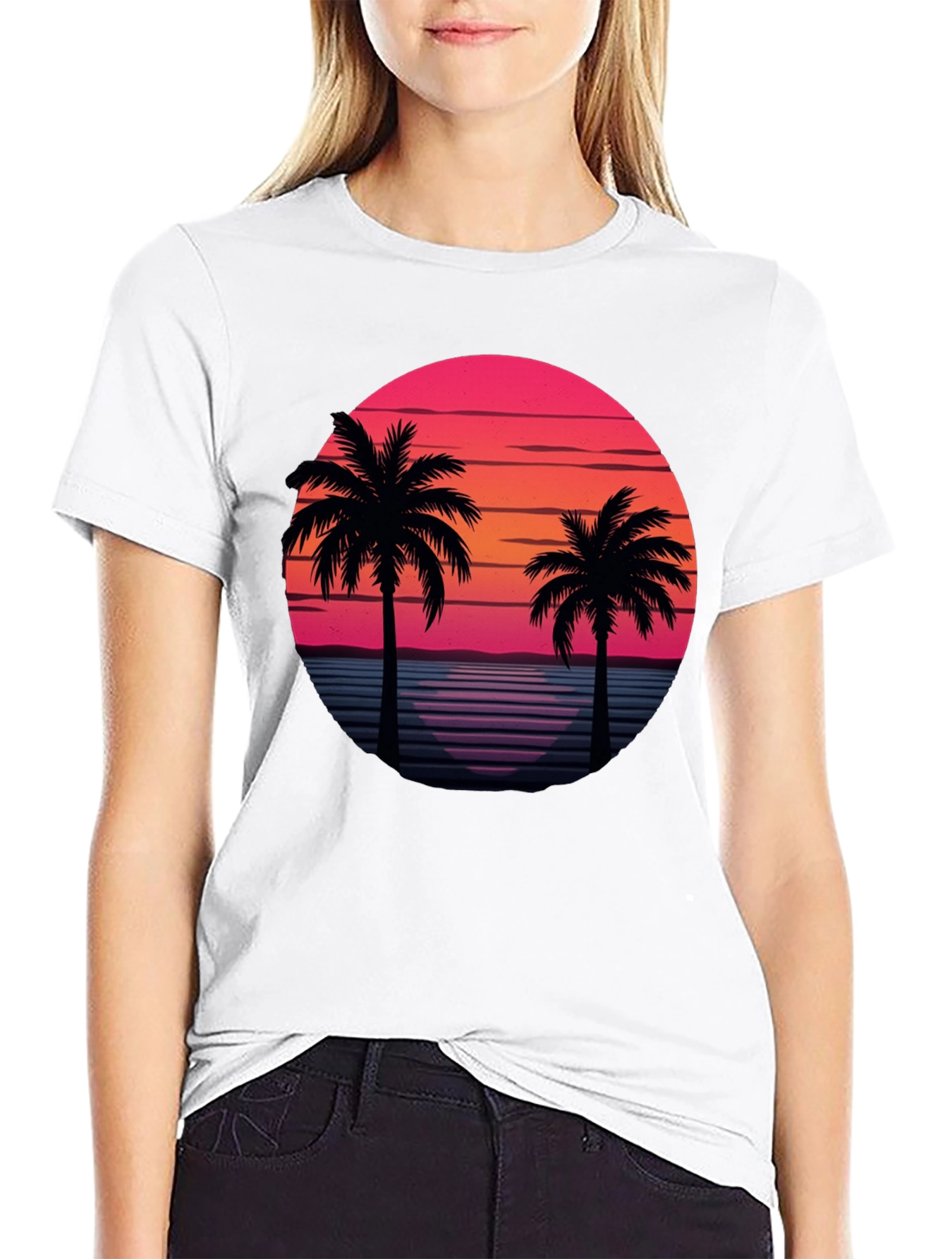 Retro Palm Tree Sunset T-Shirt