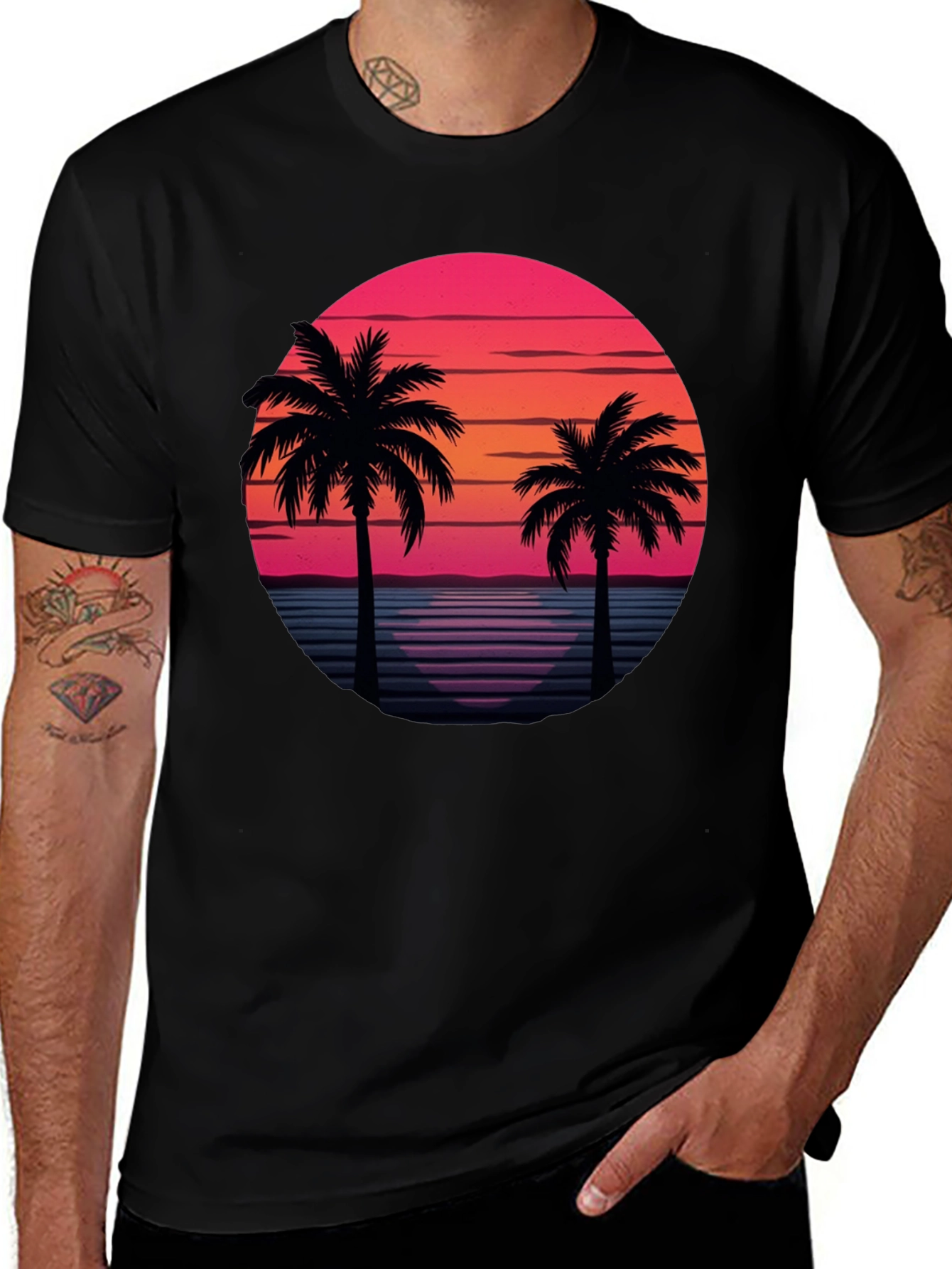 Retro Palm Tree Sunset T-Shirt
