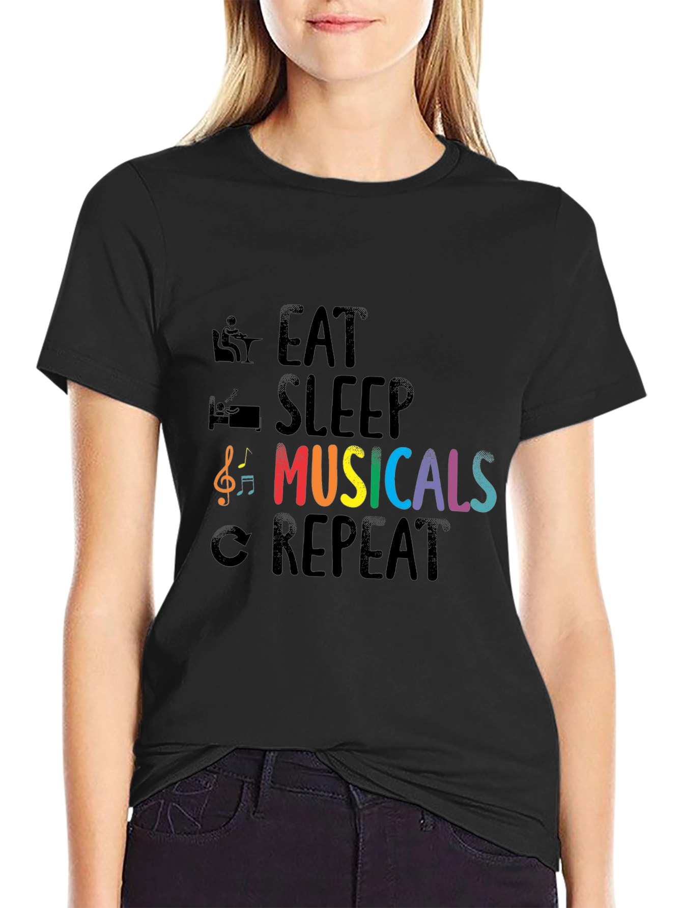 Eat Sleep Musicals Repeat T-Shirt - Music Lover Tee