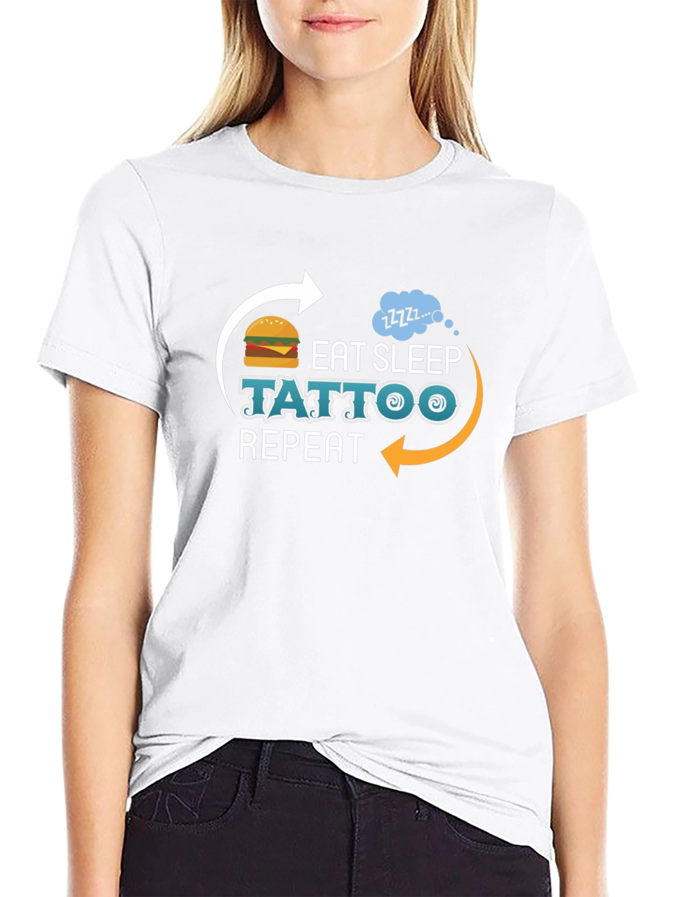 Eat Sleep Tattoo Repeat Graphic T-Shirt