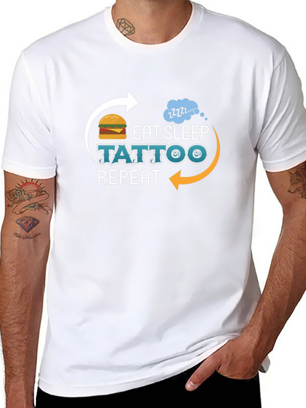 Eat Sleep Tattoo Repeat Graphic T-Shirt