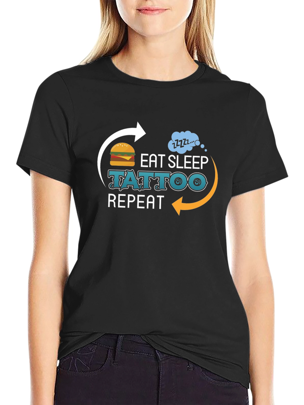 Eat Sleep Tattoo Repeat Graphic T-Shirt
