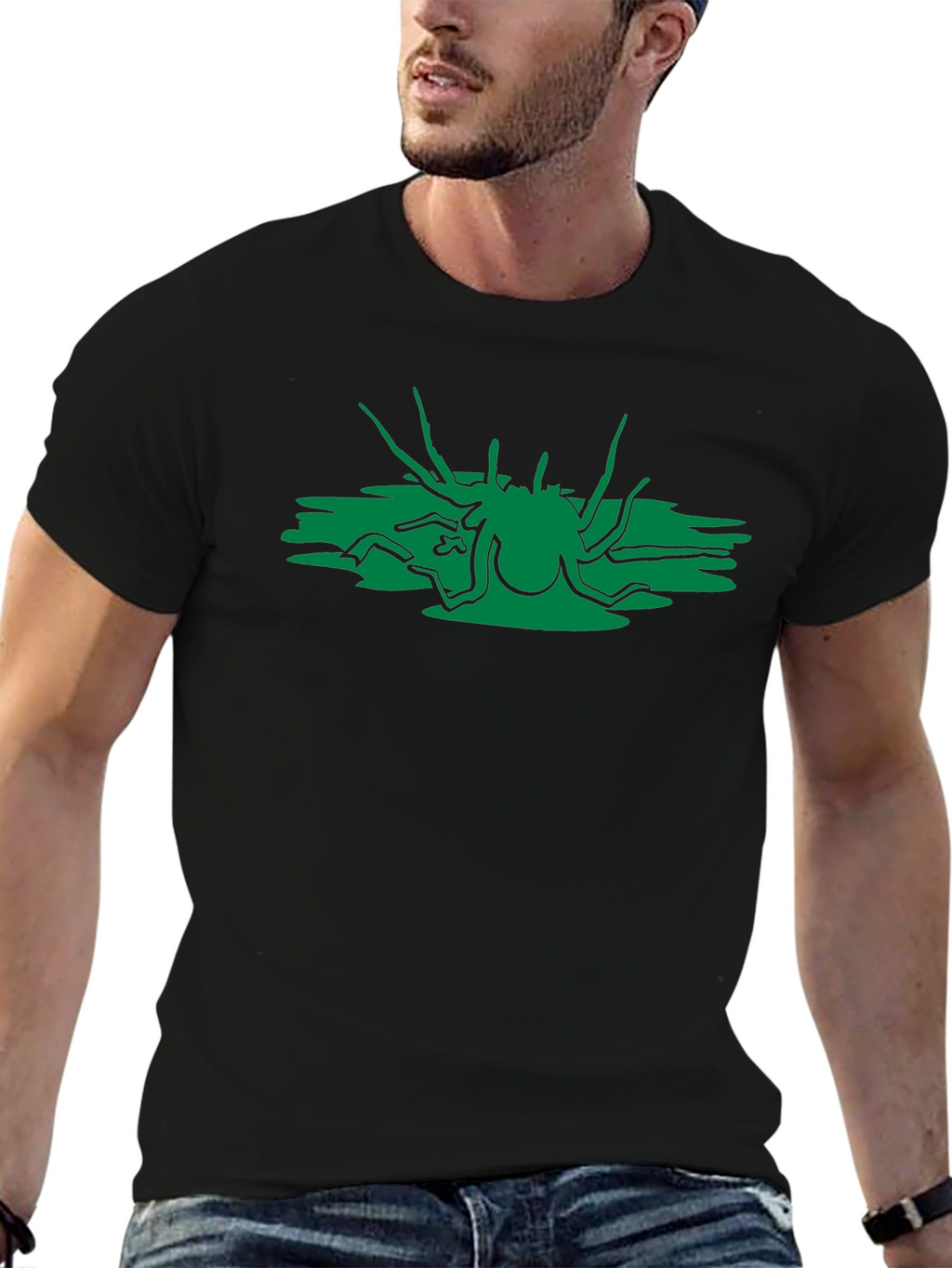 Abstract Green Creature Black T-Shirt