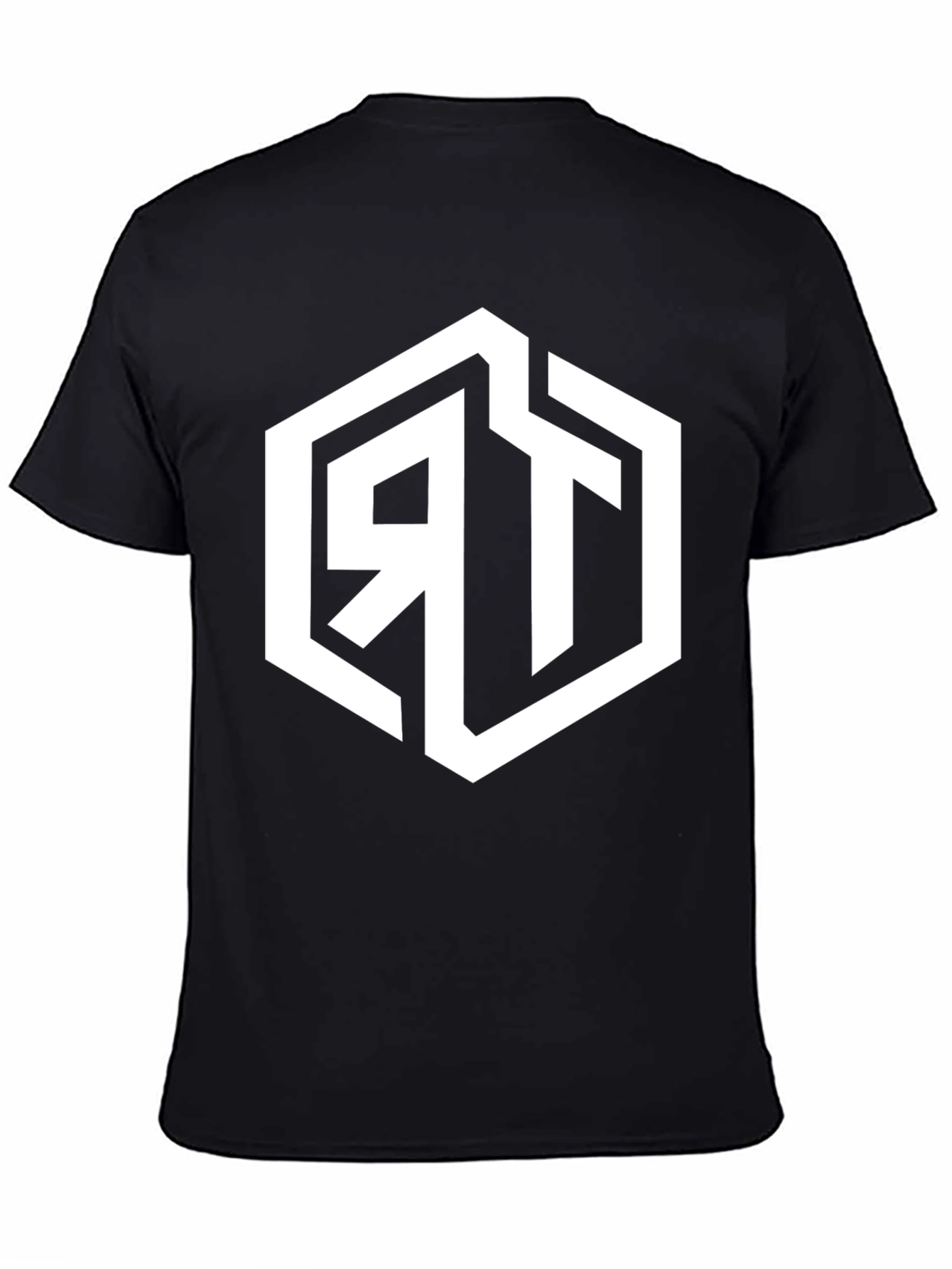 Mens Black Graphic Tee with Geometric RT Logo