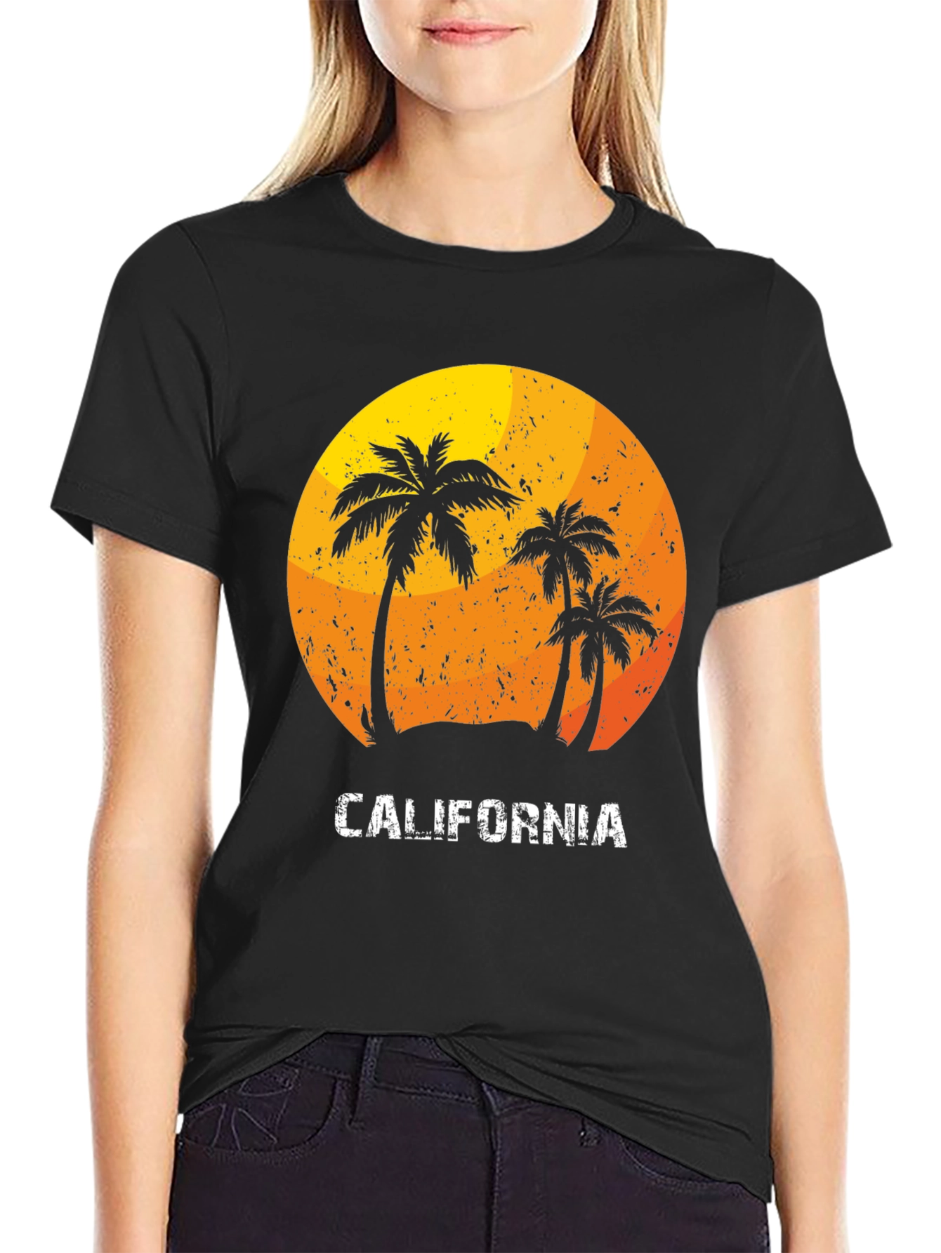 California Palm Tree Sunset Graphic T-Shirt