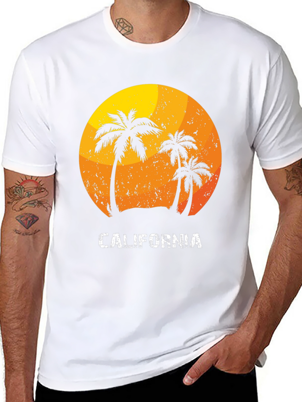 California Palm Tree Sunset Graphic T-Shirt
