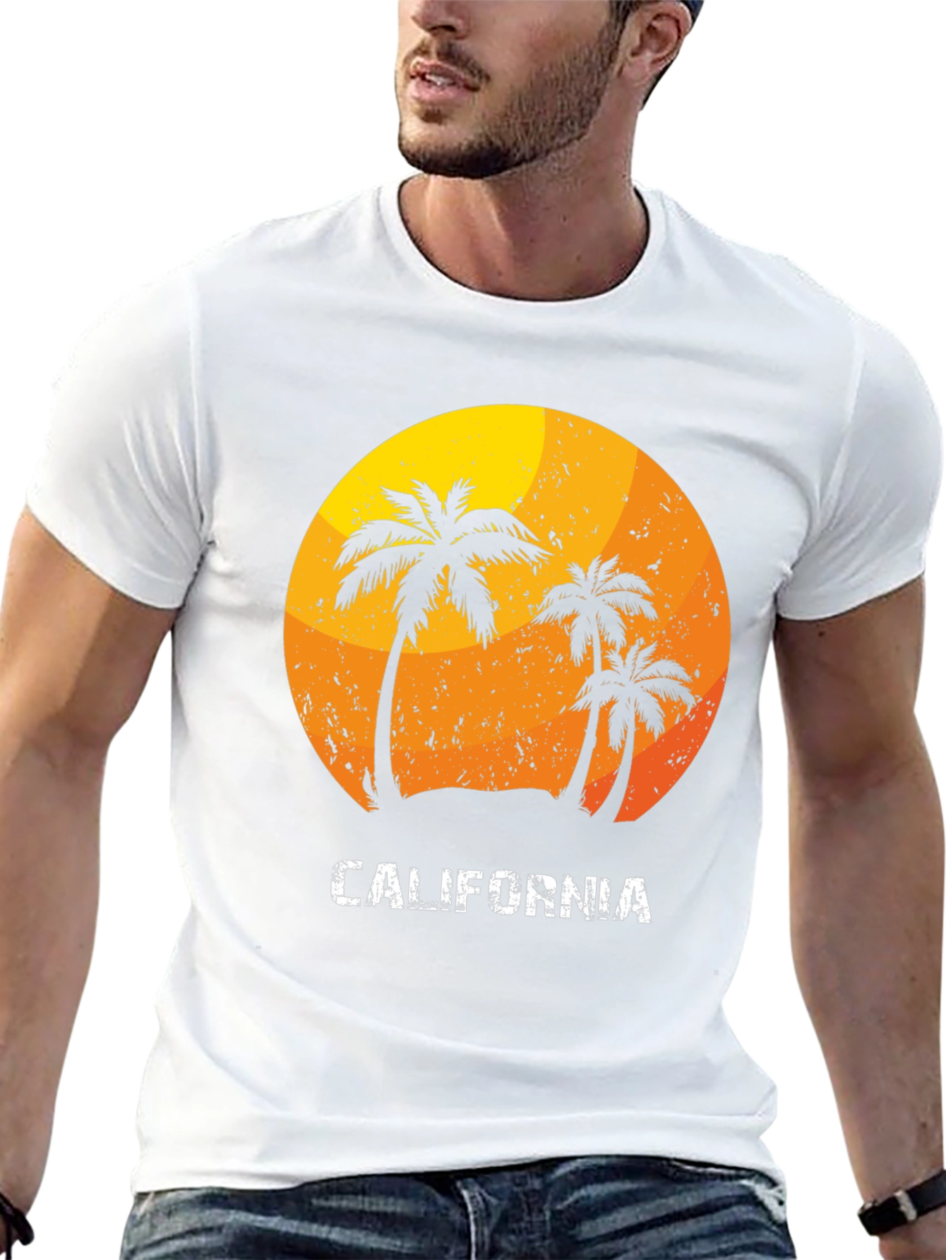 California Palm Tree Sunset Graphic T-Shirt