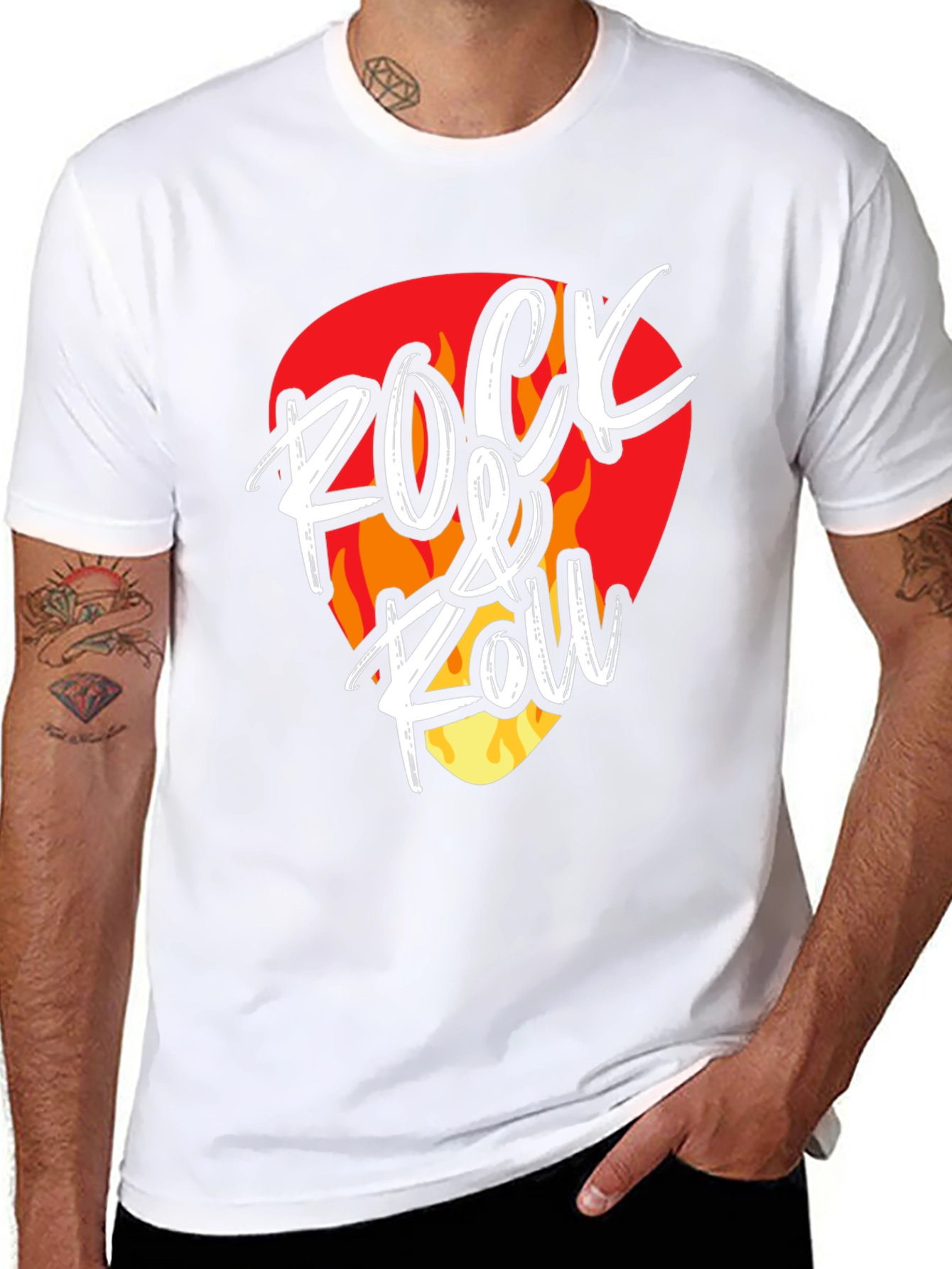 Rock & Roll Graphic Tee - Guitar Pick Design