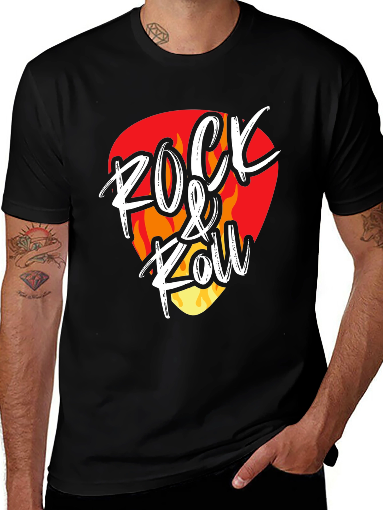 Rock & Roll Graphic Tee - Guitar Pick Design
