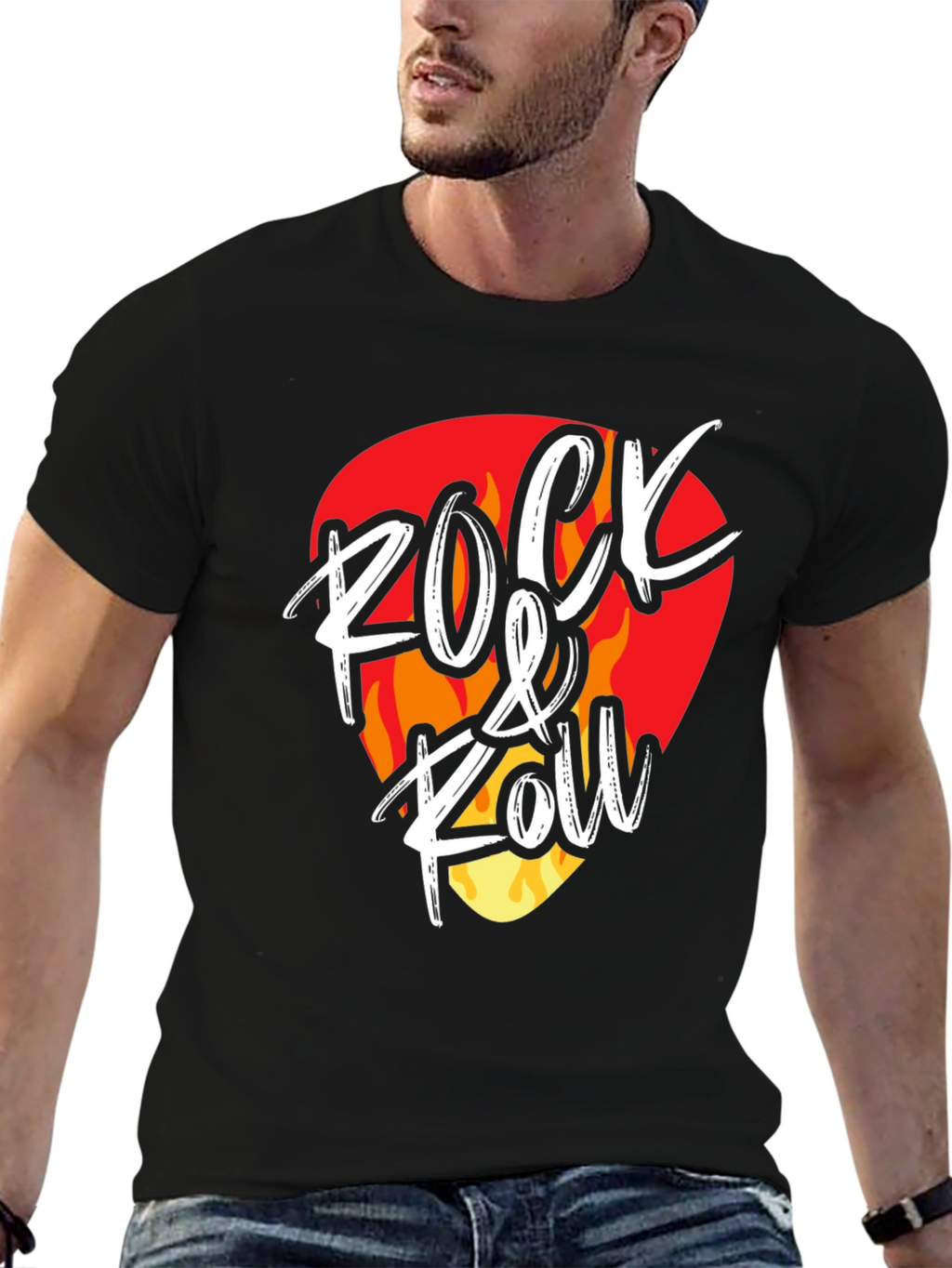 Rock & Roll Graphic Tee - Guitar Pick Design