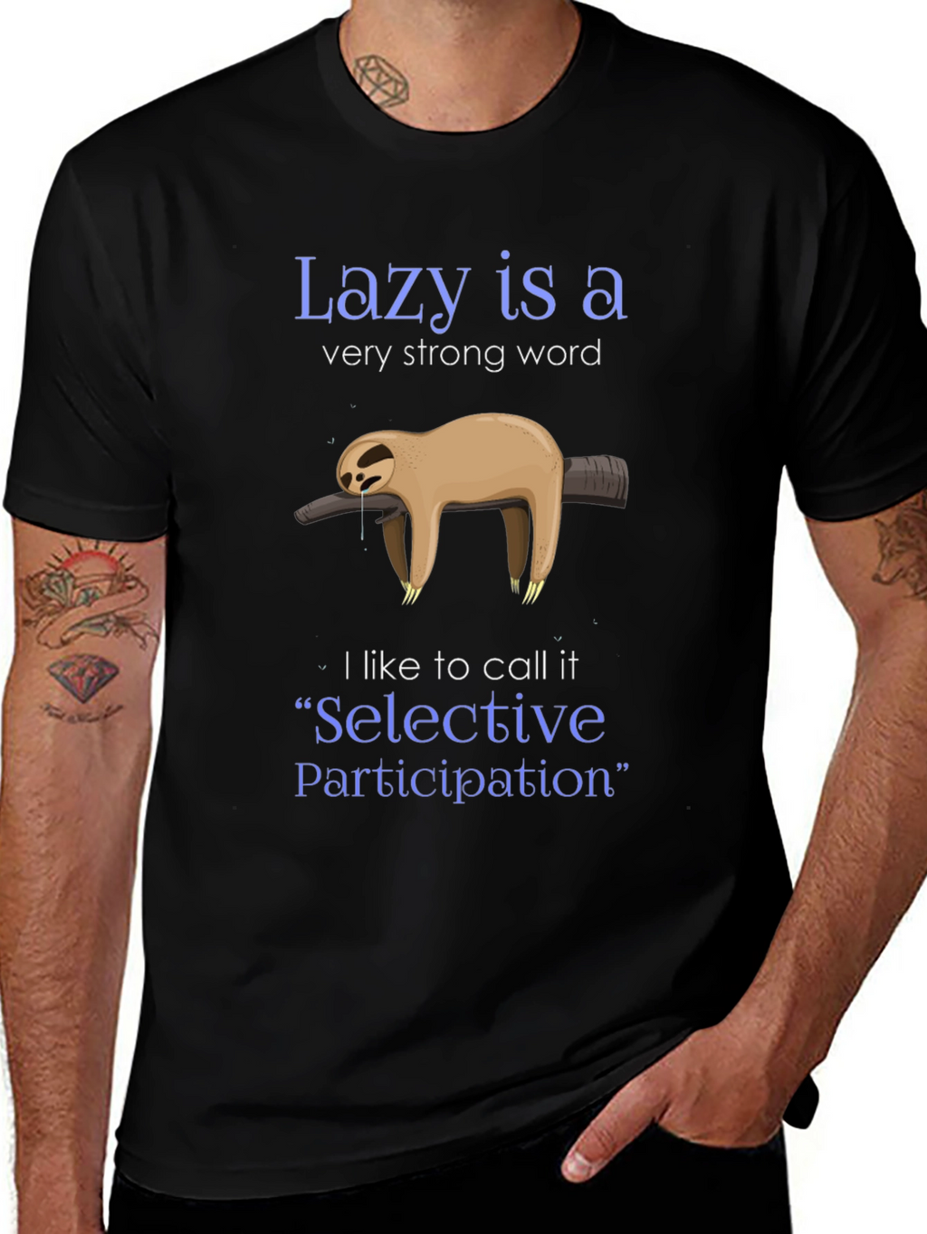 Lazy Sloth Graphic Tee - Selective Participation Shirt