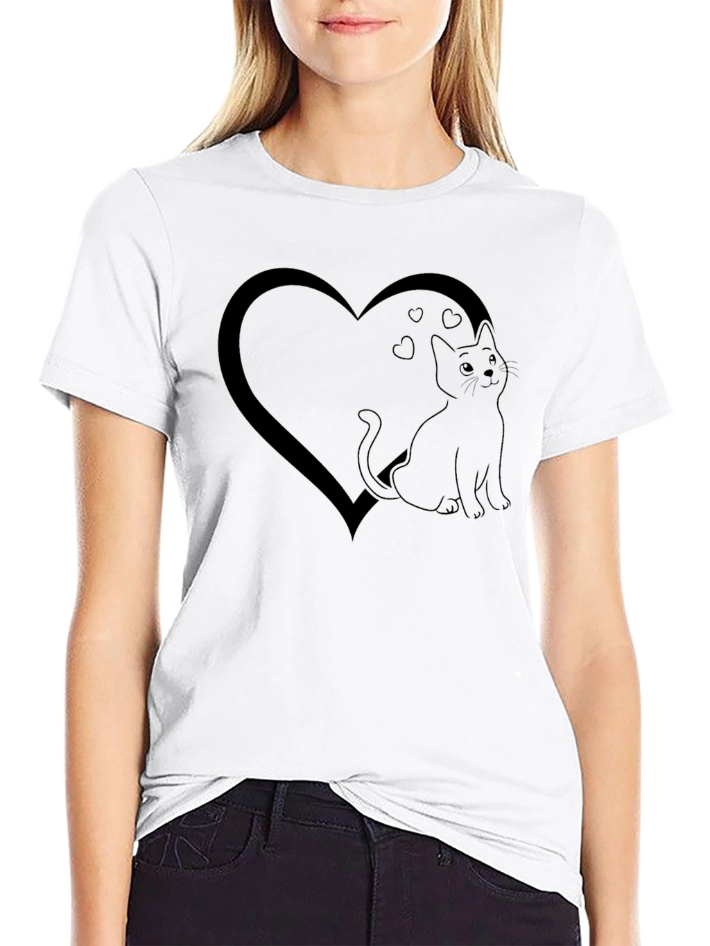 Cat Heart Graphic Tee - Mens Black T-Shirt