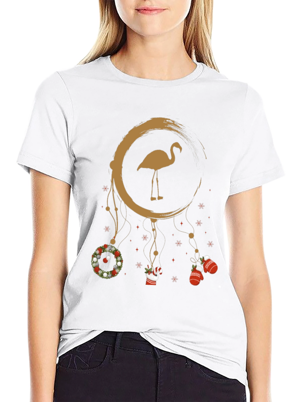 Festive Flamingo Christmas Tee