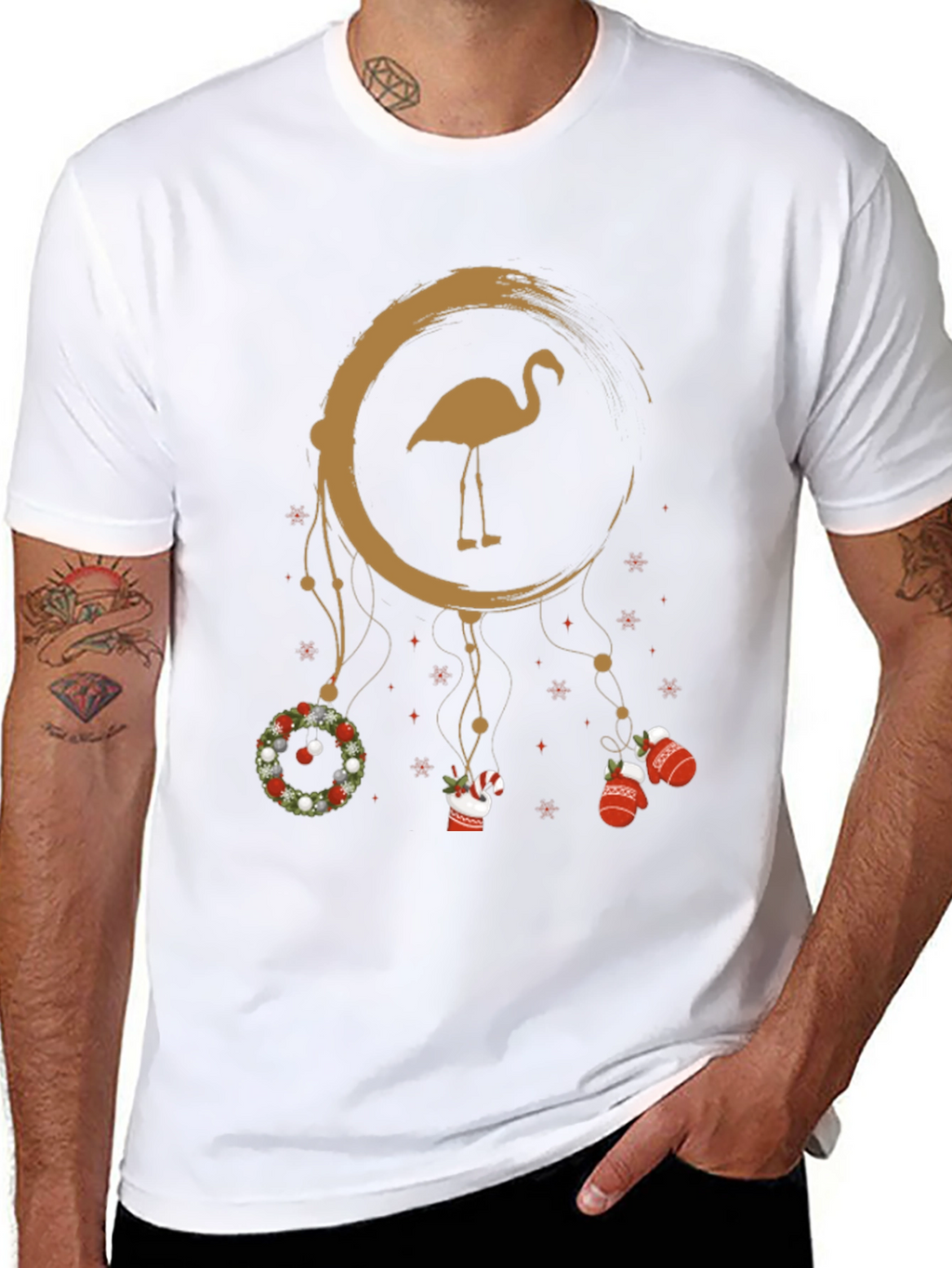 Festive Flamingo Christmas Tee