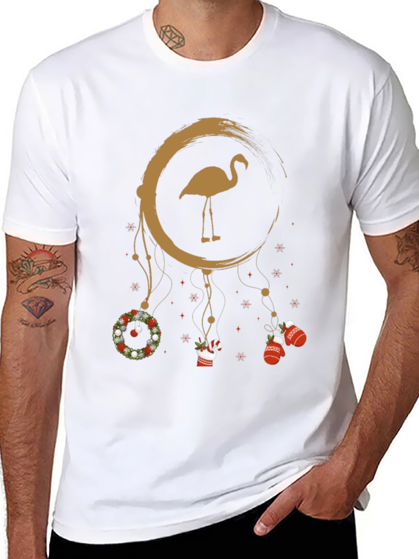 Festive Flamingo Christmas Tee
