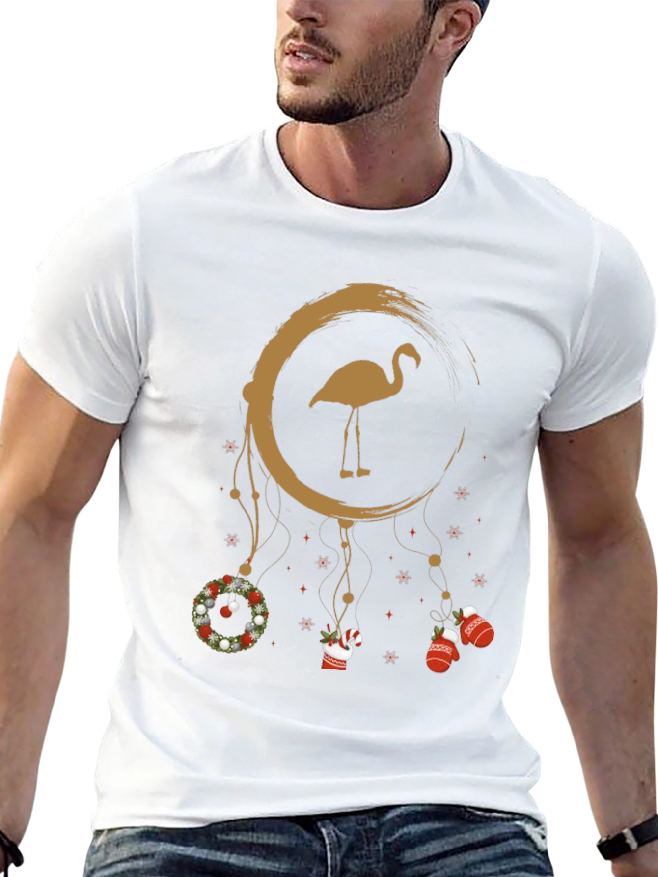 Festive Flamingo Christmas Tee