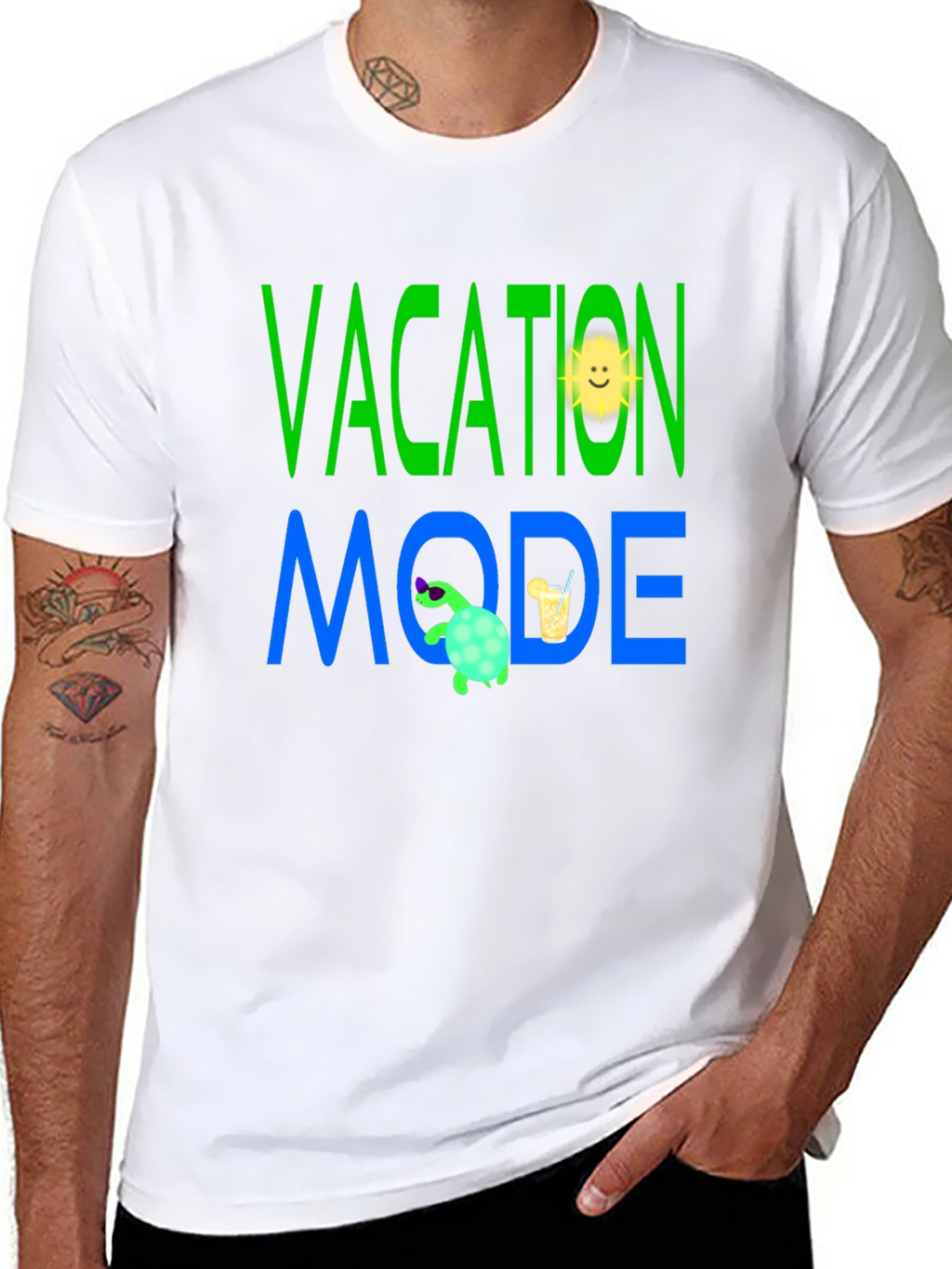 Vacation Mode T-Shirt - Turtle and Sun Design