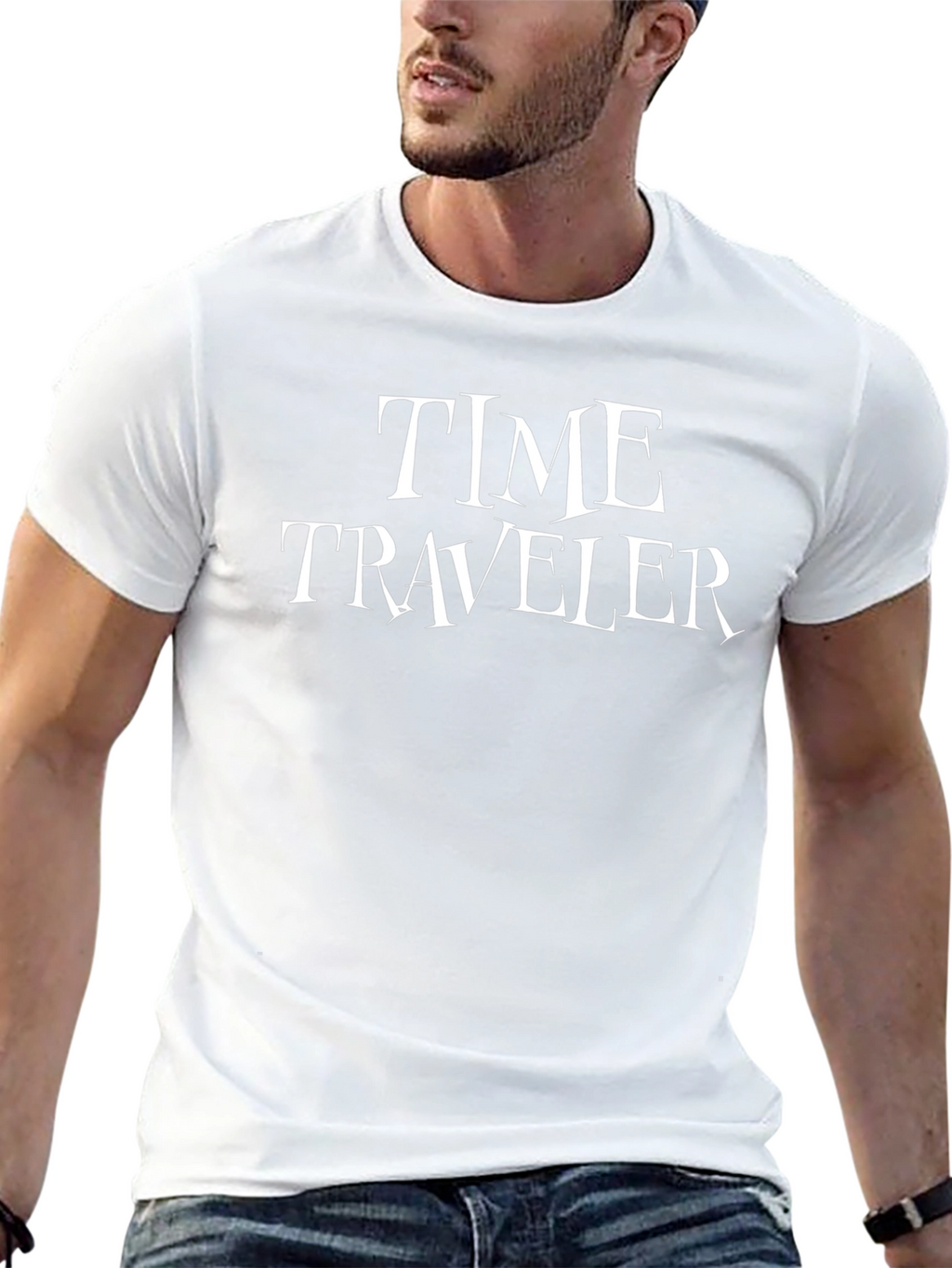 Time Traveler Black Graphic Tee - Novelty T-Shirt