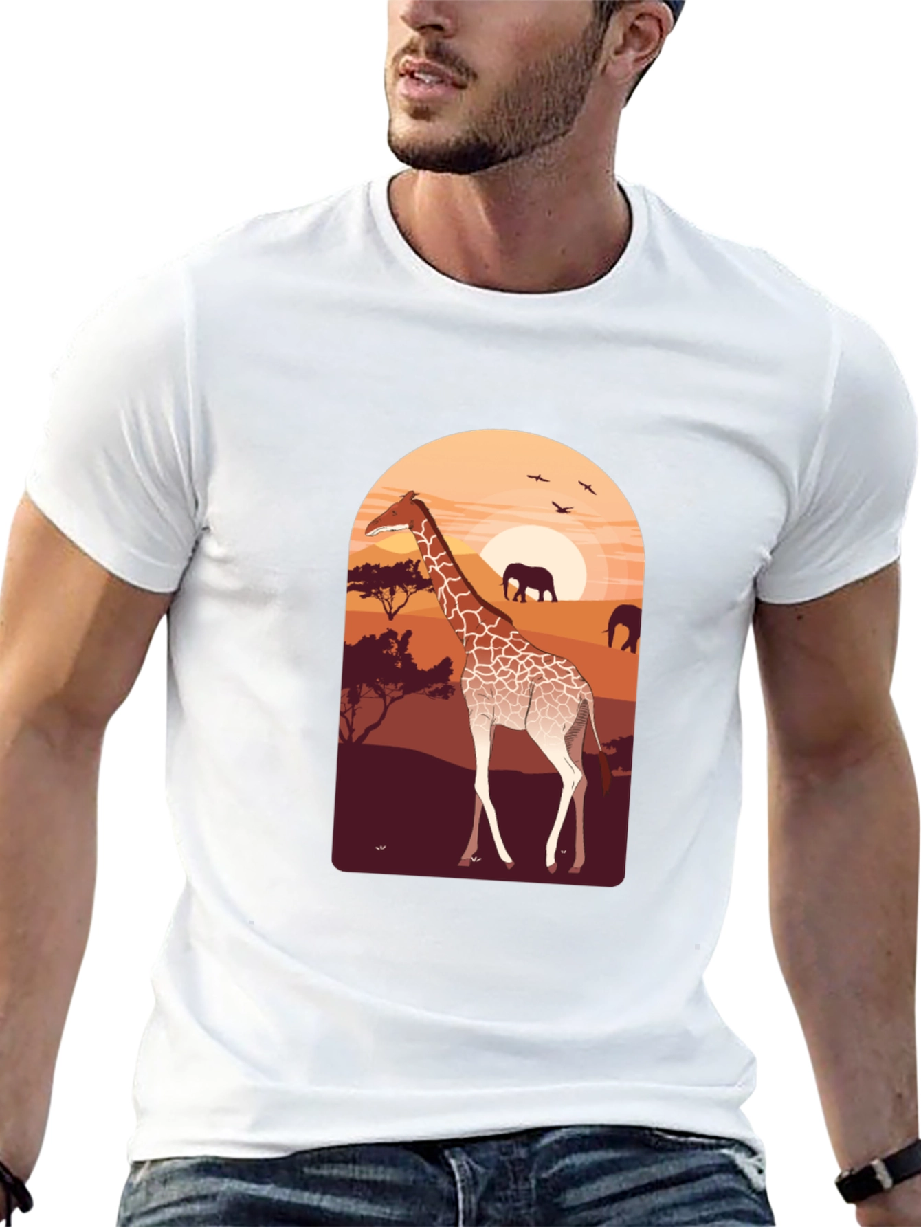 Safari Giraffe Graphic Tee - Unisex Black T-Shirt