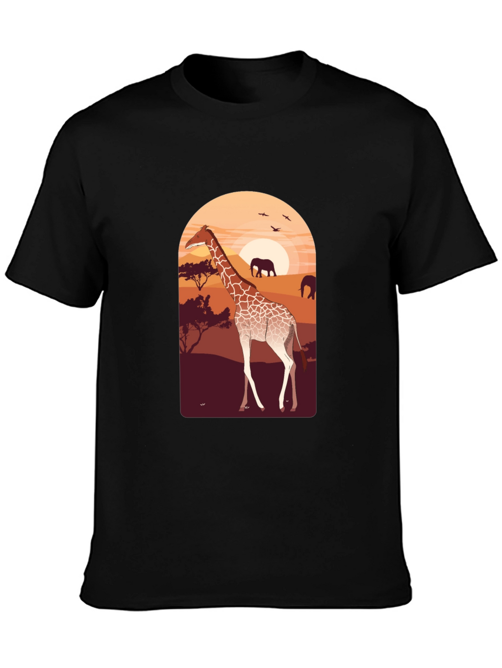Safari Giraffe Graphic Tee - Unisex Black T-Shirt