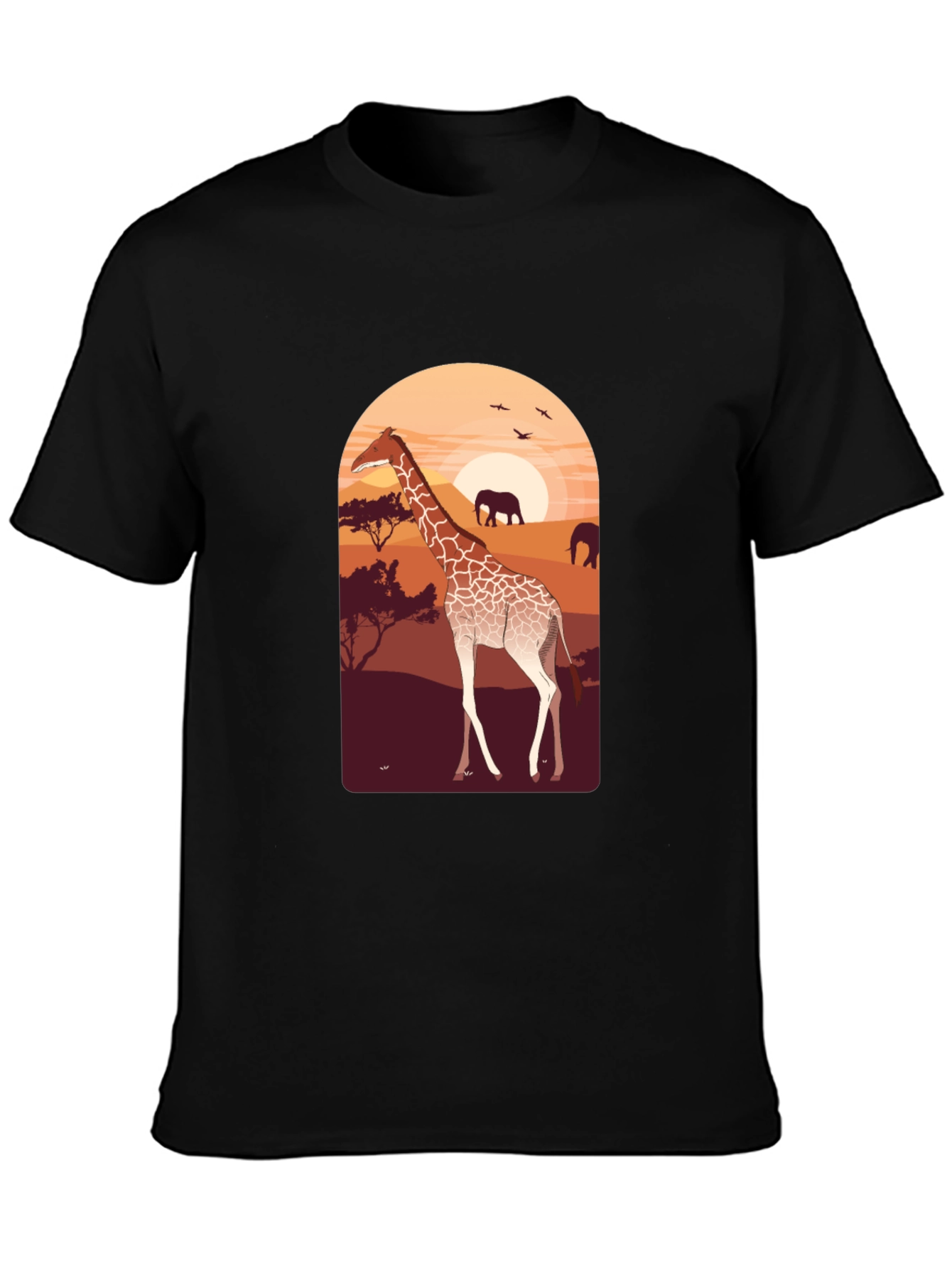 Safari Giraffe Graphic Tee - Unisex Black T-Shirt