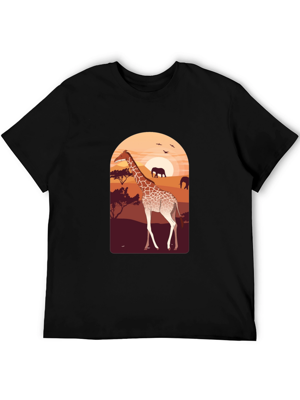 Safari Giraffe Graphic Tee - Unisex Black T-Shirt