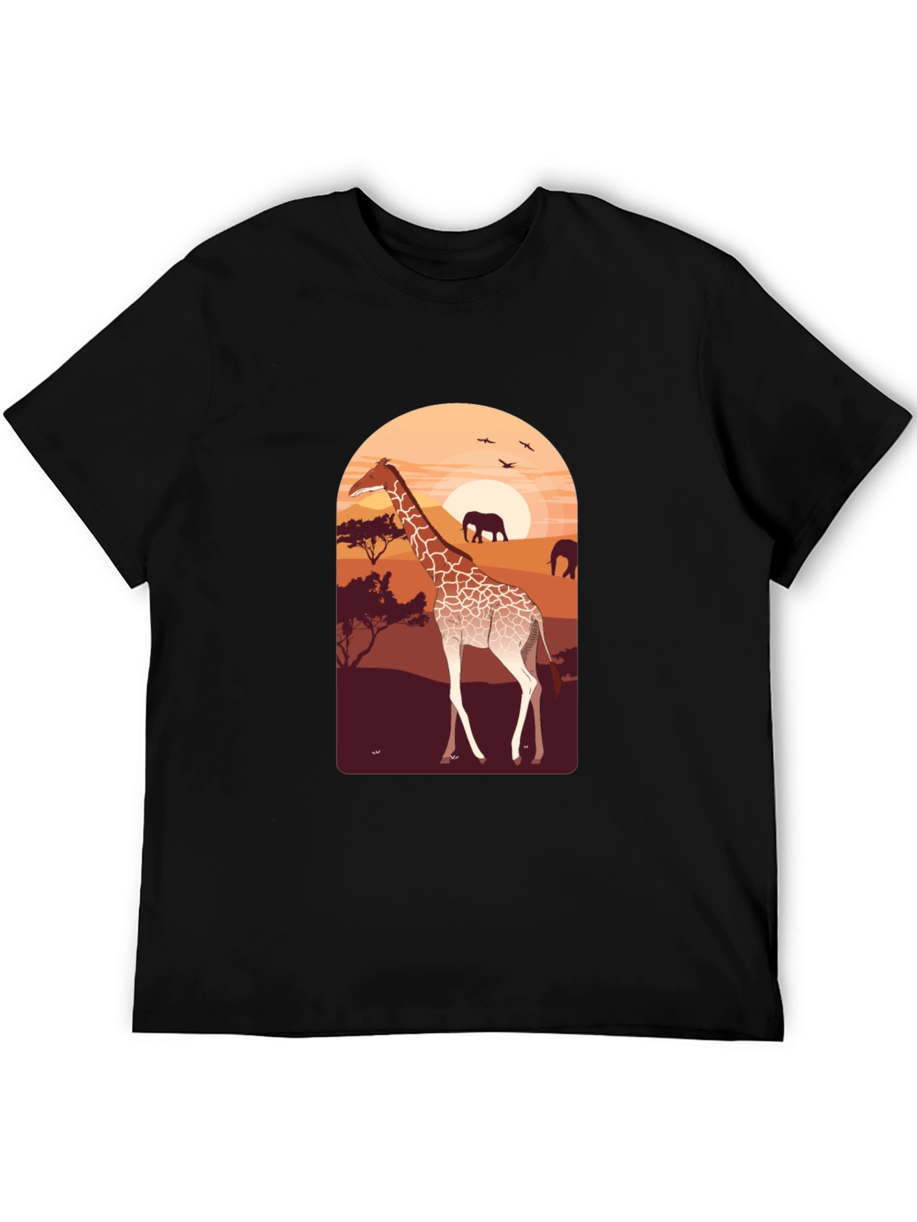 Safari Giraffe Graphic Tee - Unisex Black T-Shirt