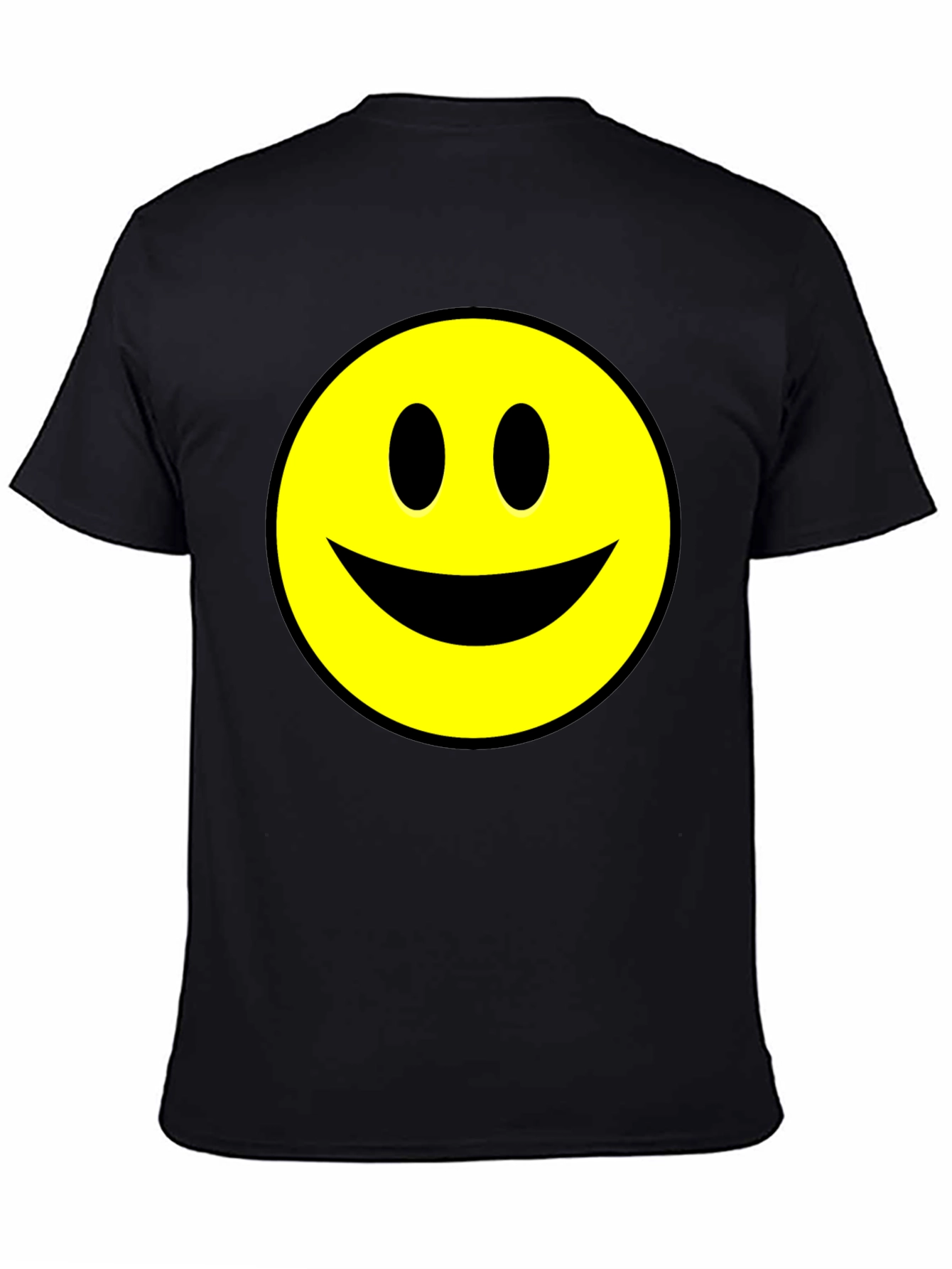 Smiley Face Graphic Tee - Black Cotton T-Shirt