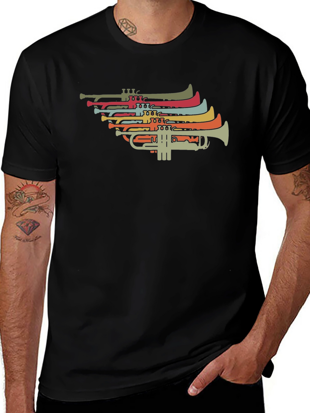 Retro Trumpet Graphic T-Shirt - Music Lover Tee