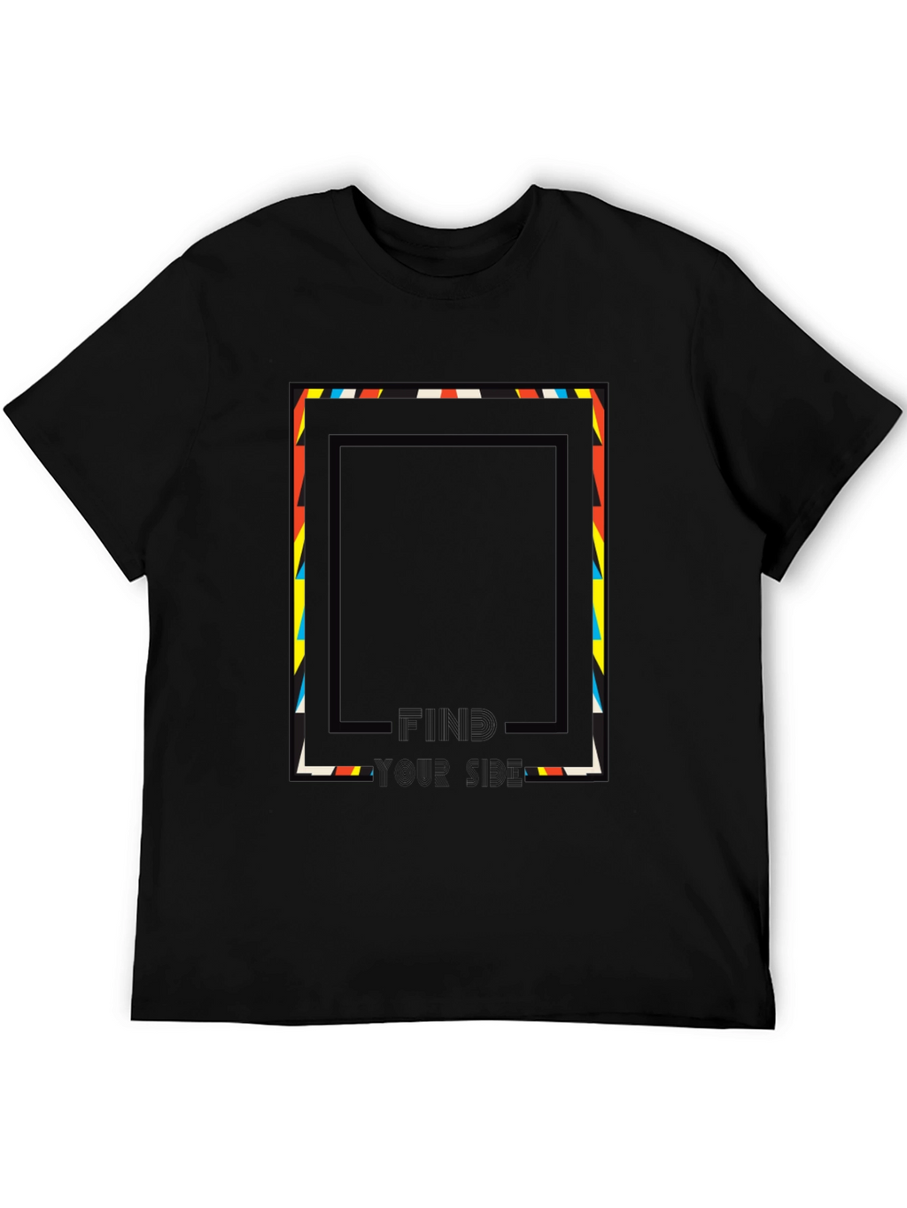 Abstract Geometric Graphic Print Tee - Black