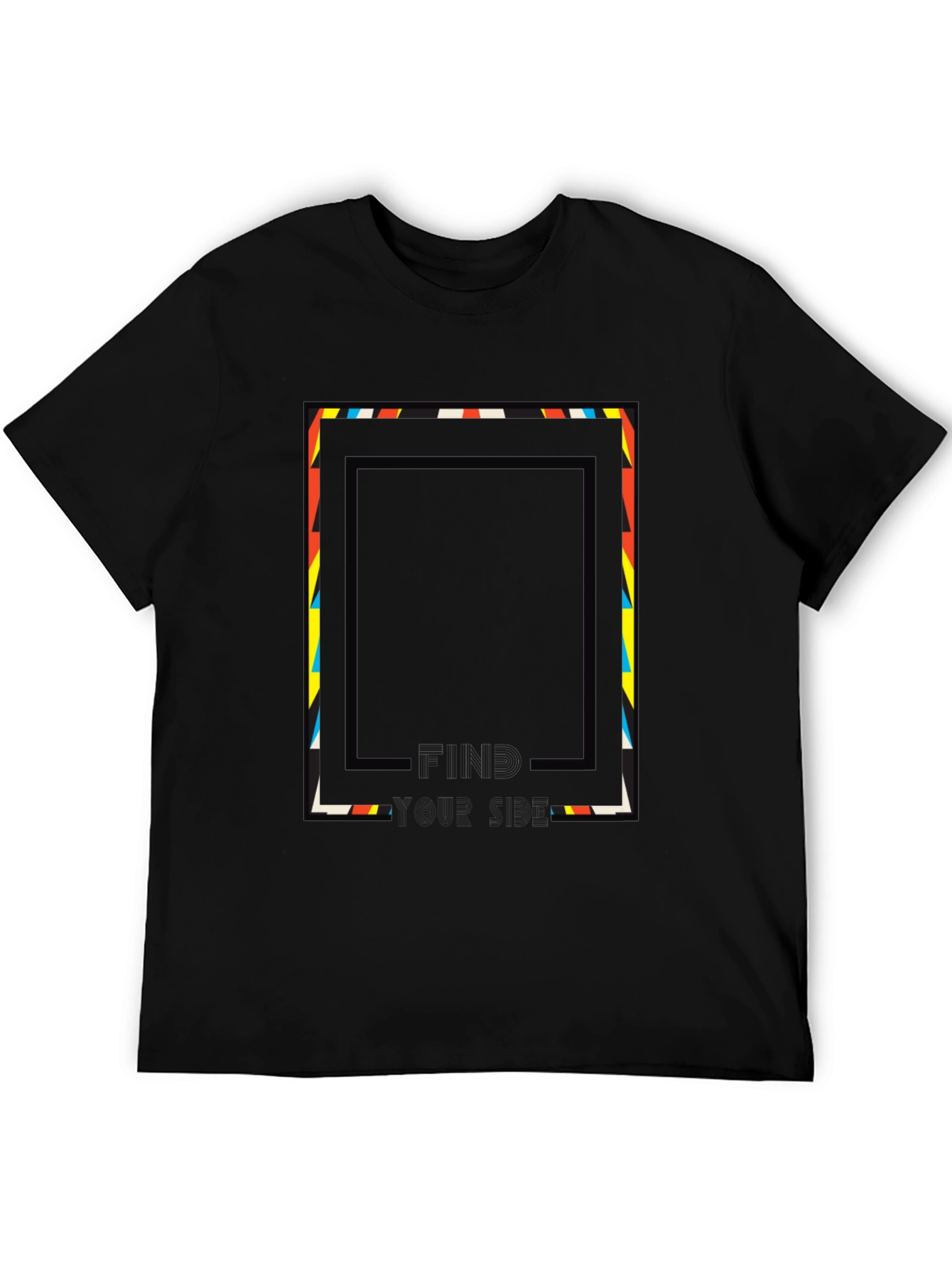 Abstract Geometric Graphic Print Tee - Black
