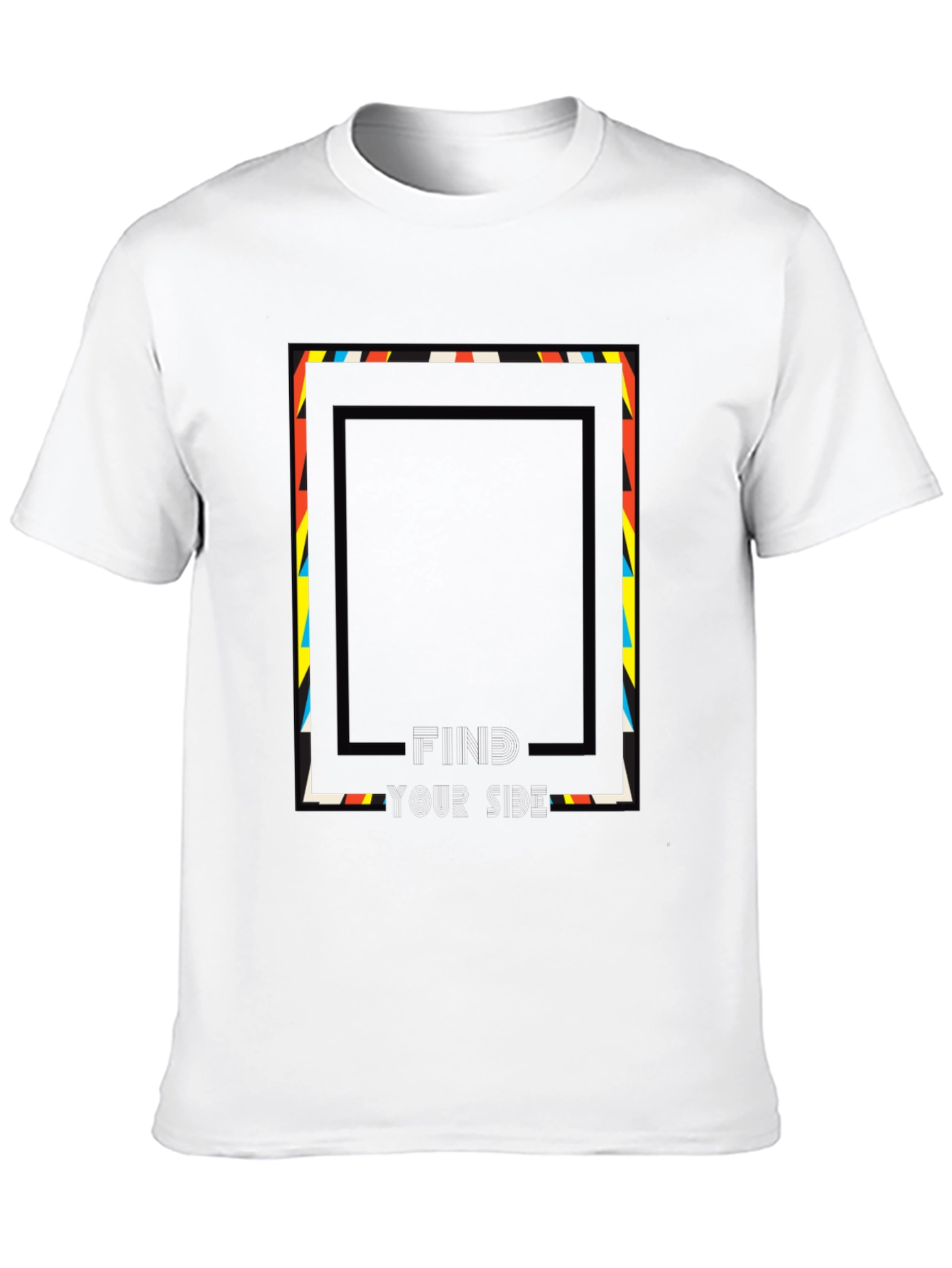 Abstract Geometric Graphic Print Tee - Black