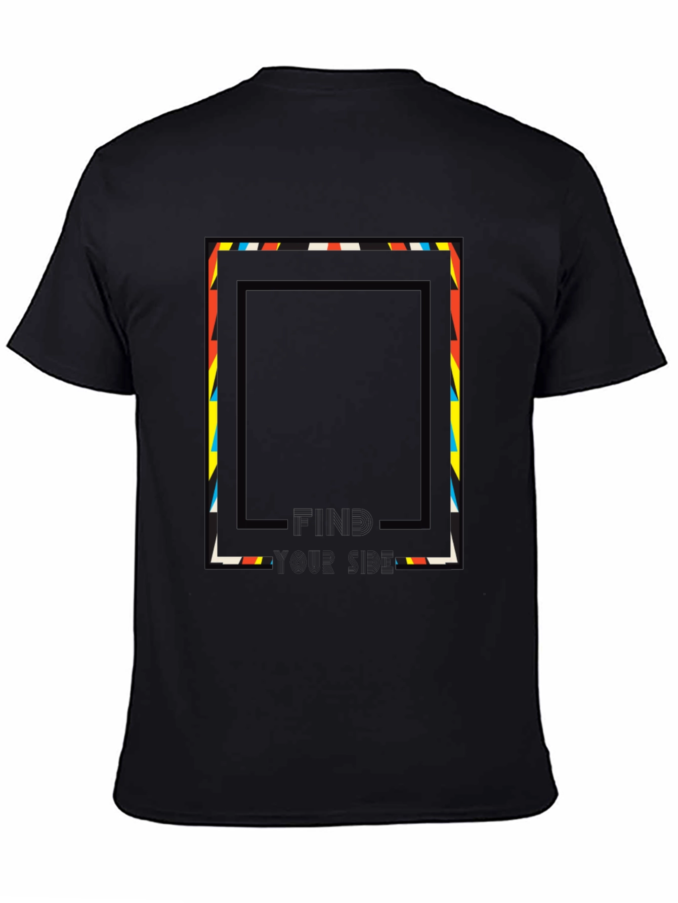Abstract Geometric Graphic Print Tee - Black