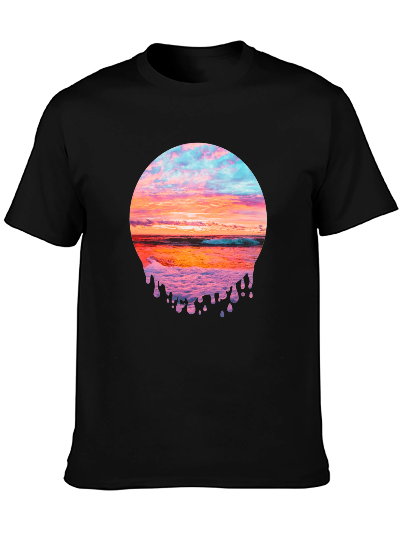Sunset Beach Graphic Tee - Black