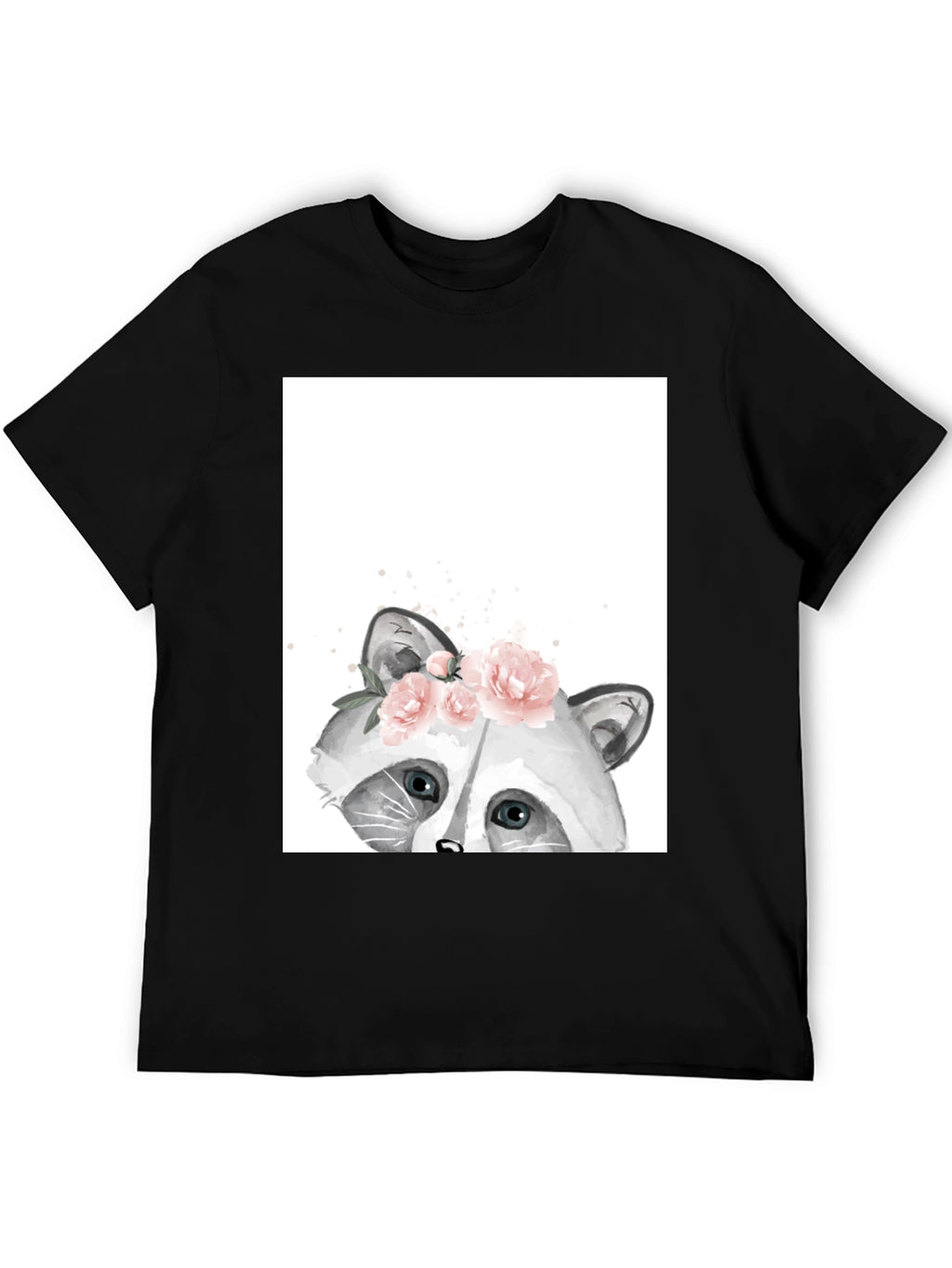 Raccoon Floral T-Shirt - Cute Animal Graphic Tee