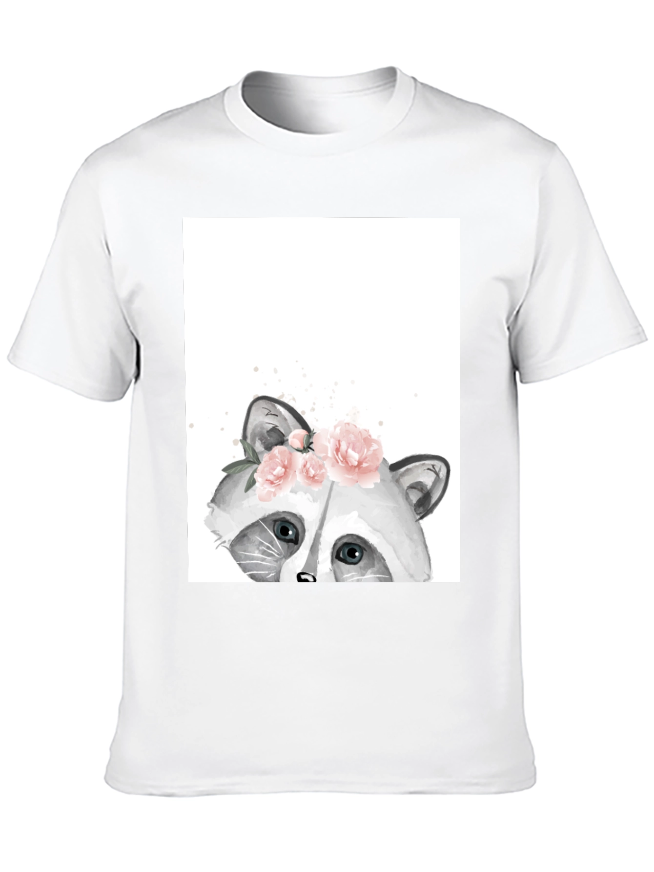 Raccoon Floral T-Shirt - Cute Animal Graphic Tee