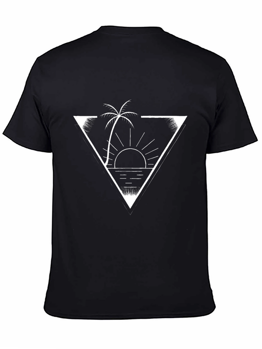 Tropical Sunset Graphic Tee - Black Cotton Shirt