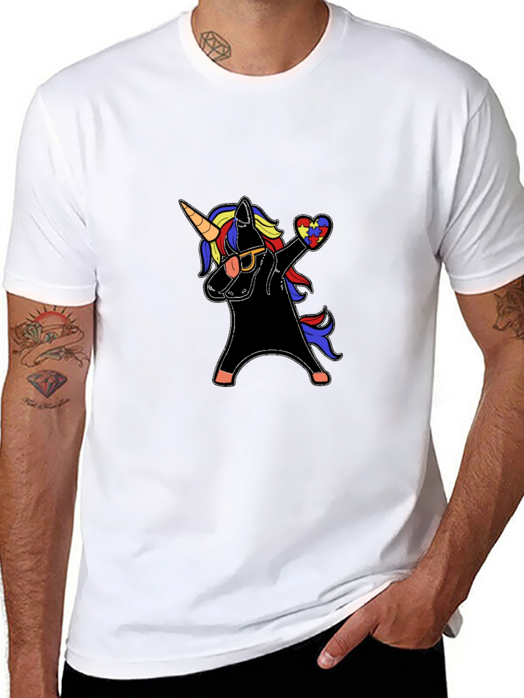 Unicorn Autism Awareness Dabbing T-Shirt